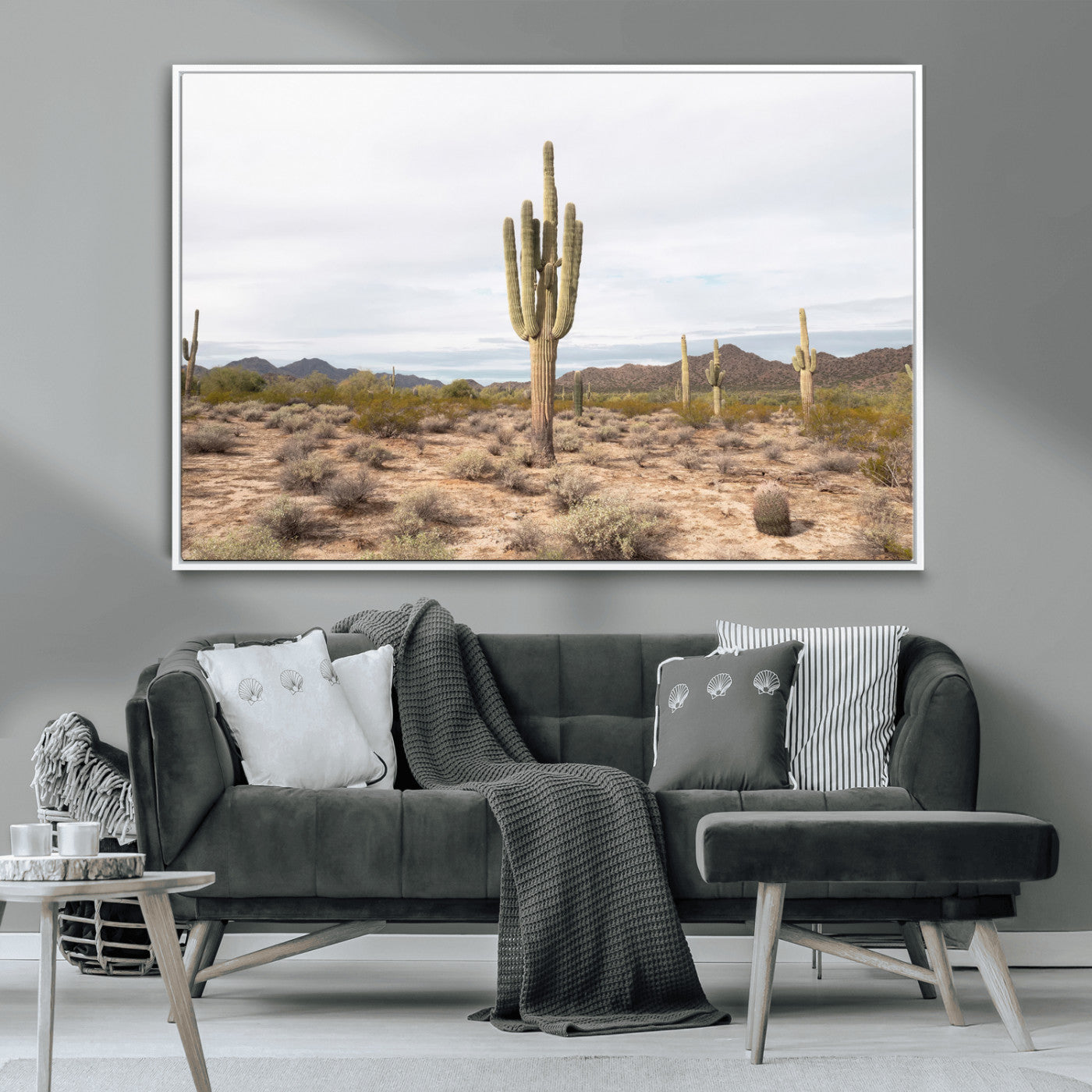 MGV-FC-36X24 - Saguaro Cactus Wall Art Canvas Print, Framed Desert Cactus Art Picture Print, Earthy Desert Perfect Southwestern Boho Decor Artwork
