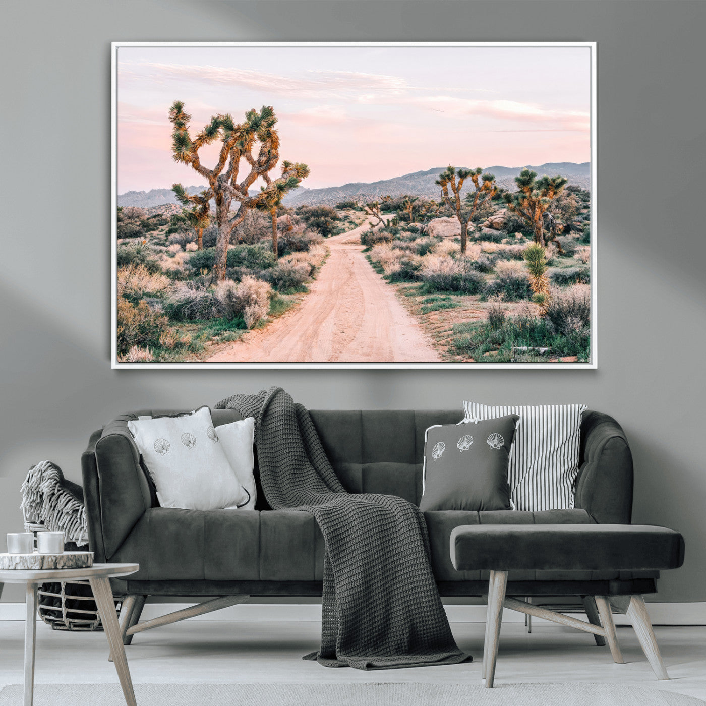 MGV-FC-36X24 - Desert Trail Wall Art – Canvas Print of Joshua Trees & Sunset Glow, Sandy Path Wilderness, Scenic Nature Escape Decor for Living Room, Office or Bedroom