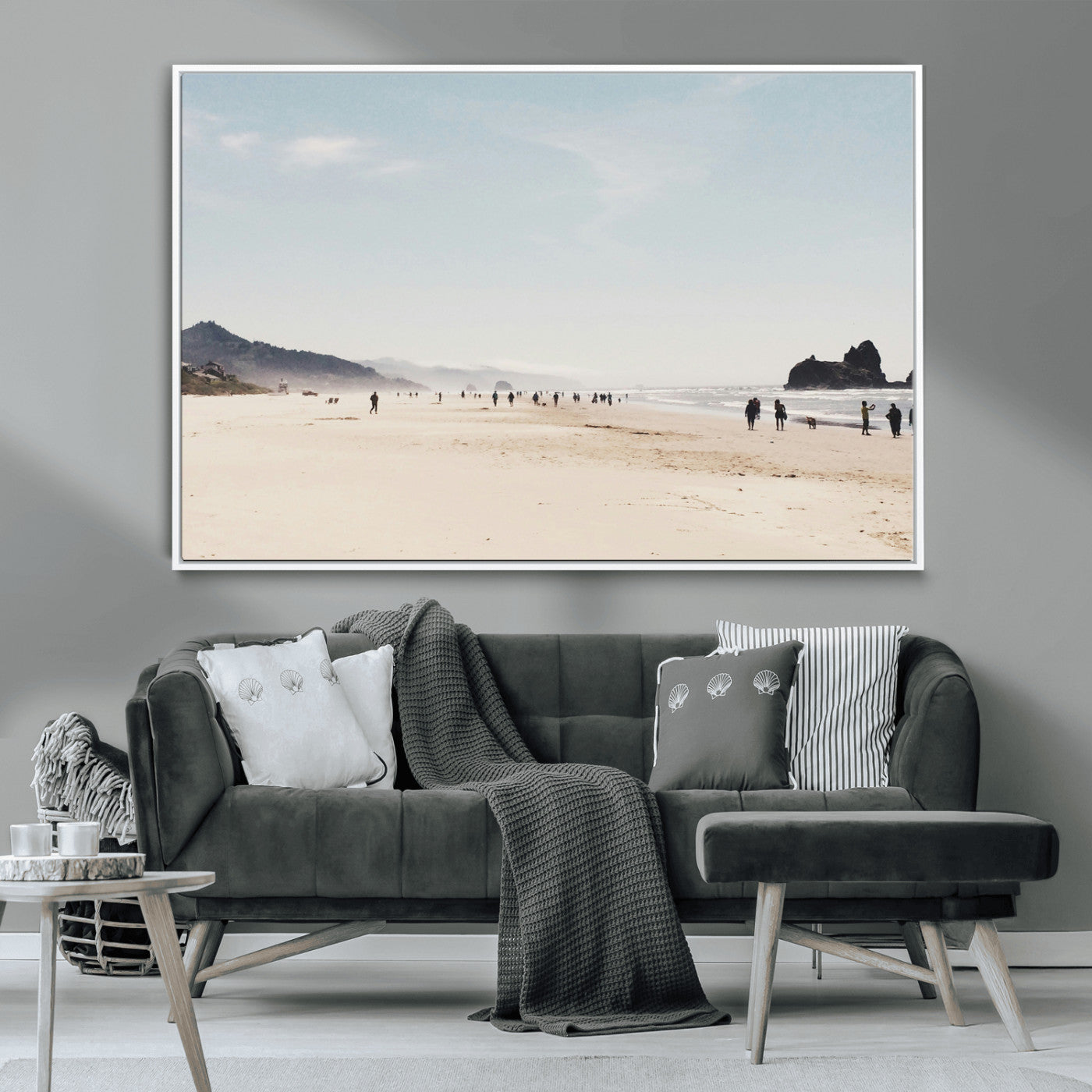 28307820-MGV-CV-36X24-Minimalist Beach Wall Art Canvas Print – Framed Coastal Serenity Soft Sand Nature Scene Artwork for Home Office