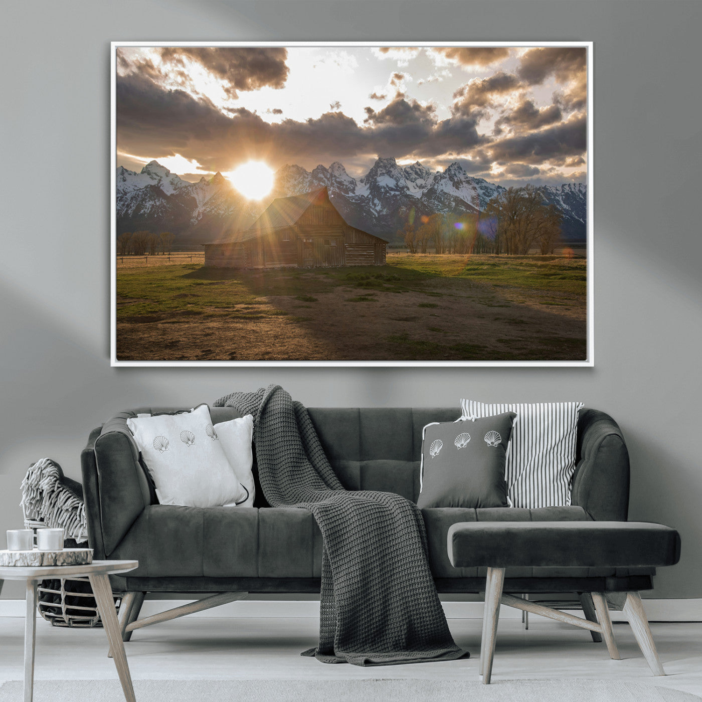 -Snowy Peaks Wall Art Canvas Print – Rustic Mountain Landscape Nature Escape Winter Forest Artwork for Home, Office