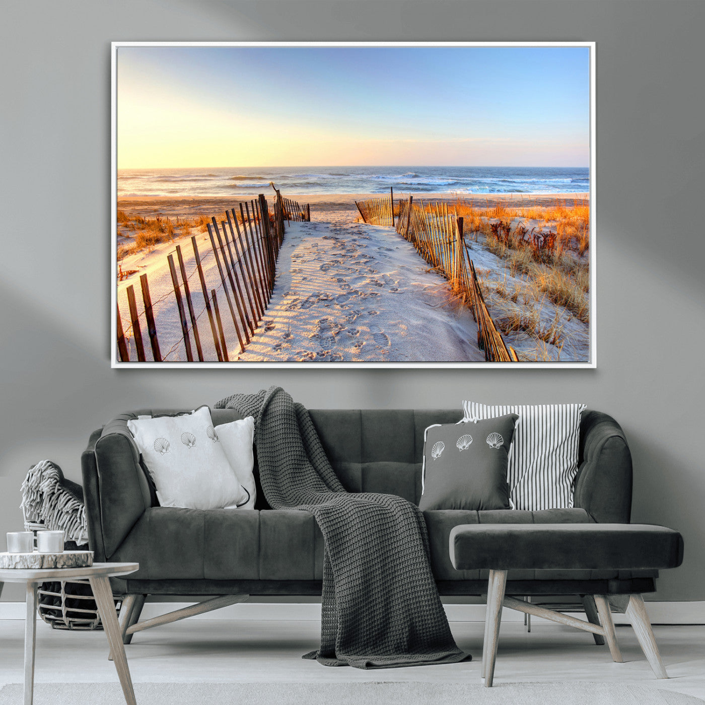 73351887-MGV-CV-36X24-Ocean Sunset Wall Art Canvas Print – Nautical Beach Photography Summer Coastal Serenity Artwork for Home, Office