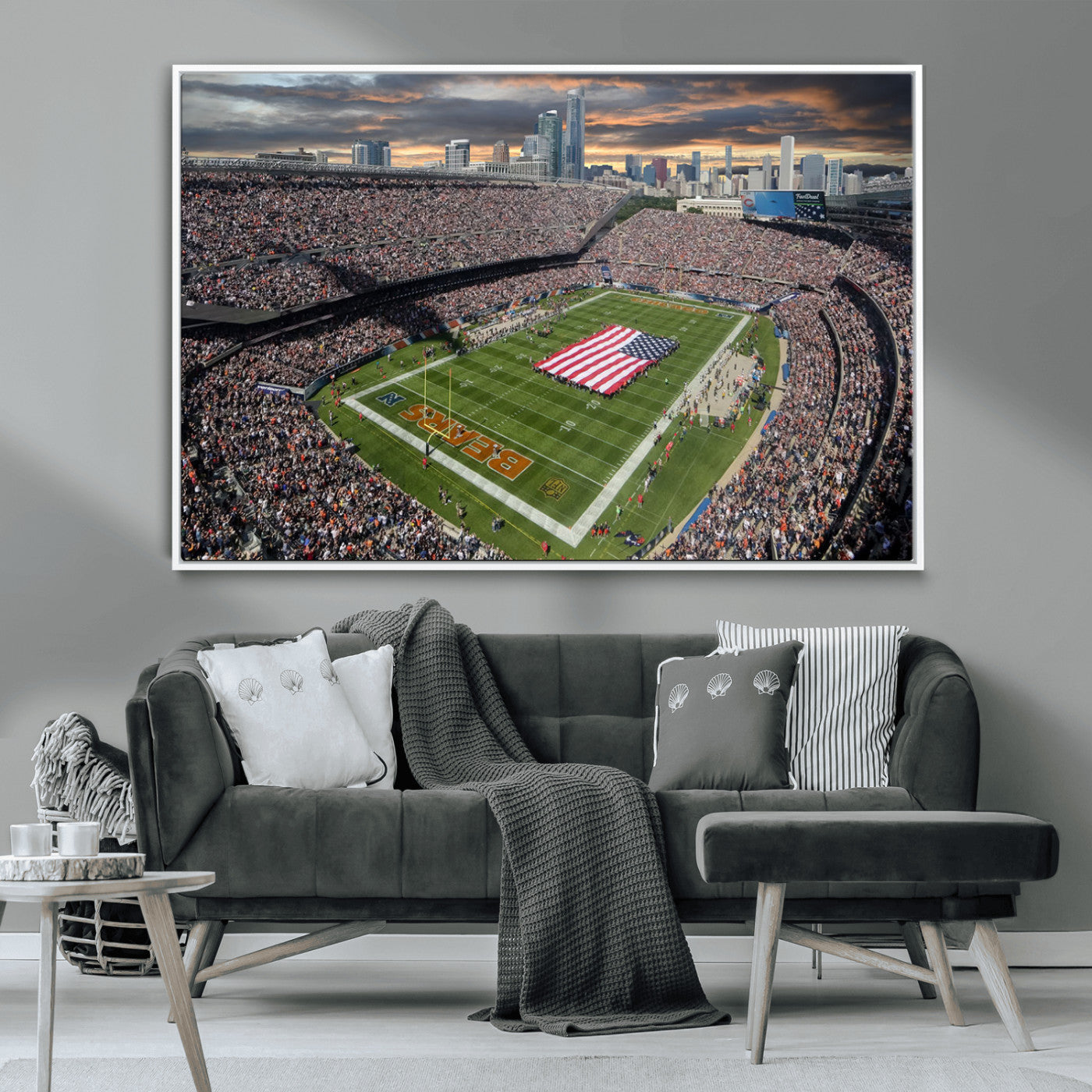 -Chicago Bears Soldiers Field Wall Art Canvas Print – Framed Football Stadium Artwork for Home, Office, Living Room