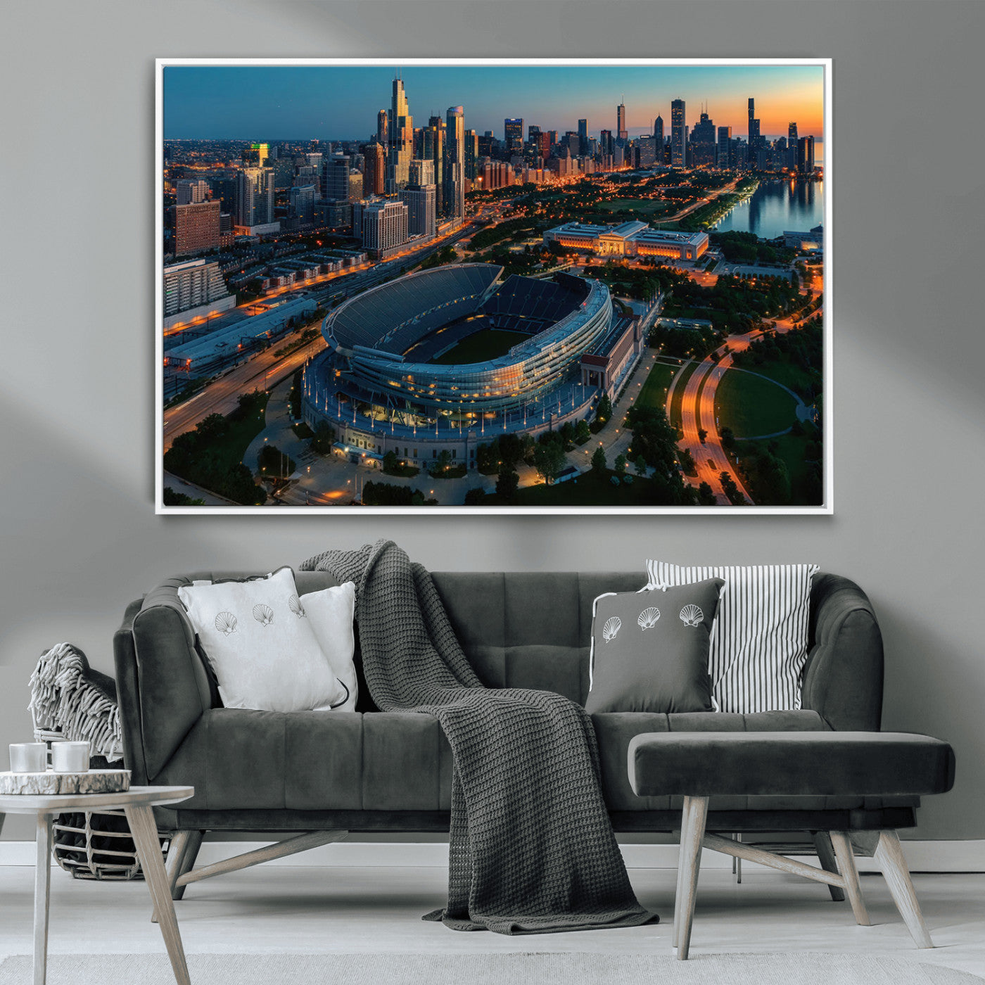 -Chicago Bears Soldiers Field Wall Art Canvas Print – Framed Football Stadium Artwork for Home, Office, Living Room