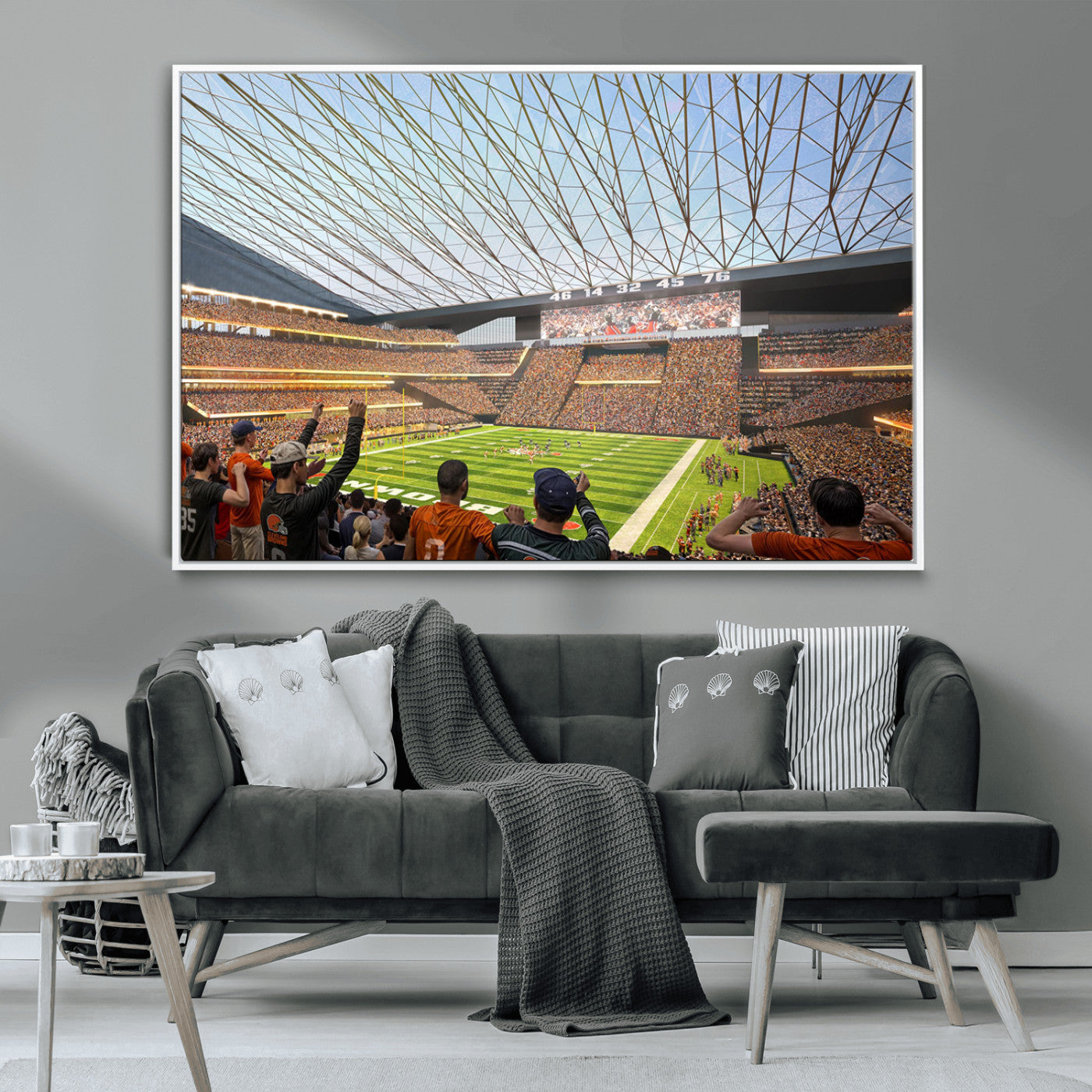-Cleveland Browns Stadium Wall Art Canvas Print – Framed NFL Football Arena Artwork for Home, Office, Living Room