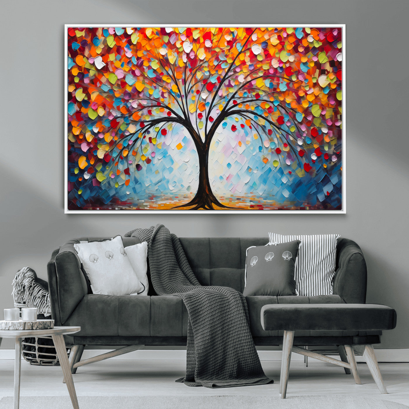 HS2447-MGV-CV-36X24-Vibrant Tree of Life Canvas Wall Art – Colorful Abstract Nature in Modern Decor - Ready to Hang