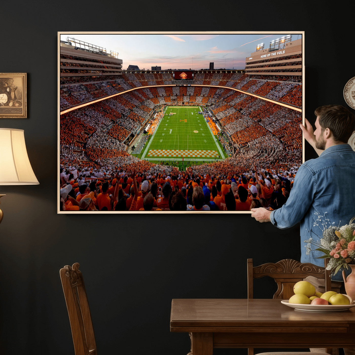 37160229-MGV-CV-36X24 - Tennessee Neyland Stadium Wall Art, Sports Arena Canvas Print, Panoramic Stadium Canvas Artwork for Home, Office