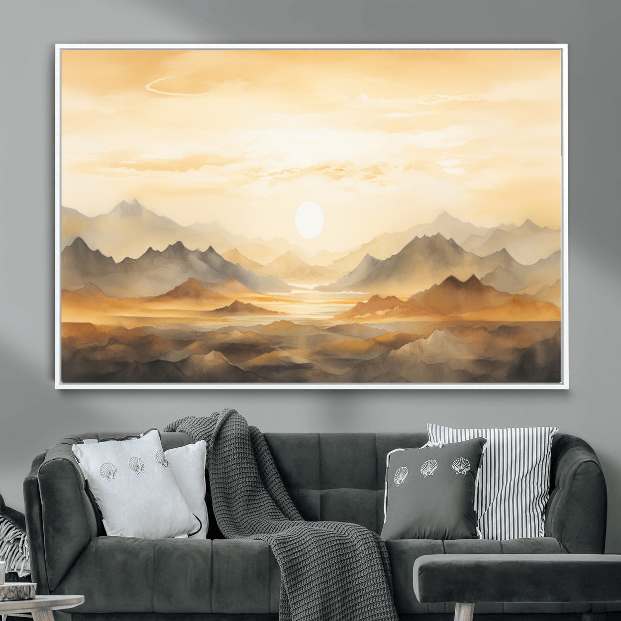 Nihat1-29-MGV-CV-36X24-Sepia Color Abstract Mountain Wall Art Canvas Print