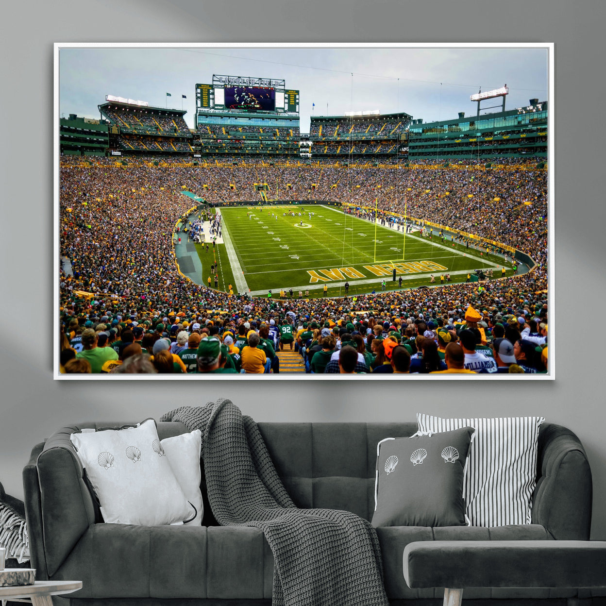 GBP101-MGV-FC-36X24 - Green Bay Packers Lambeau Field Stadium Wall Art Canvas Print, Iconic NFL Football Stadium Artwork, Wisconsin Sports Home Decor