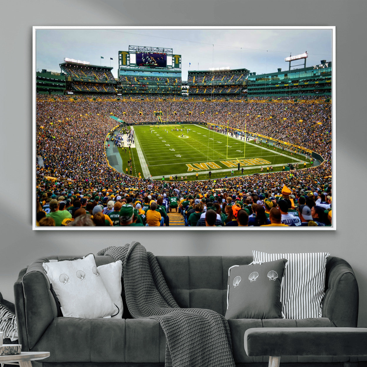 GBP101-MGV-FC-36X24 - Green Bay Packers Lambeau Field Stadium Wall Art Canvas Print, Iconic NFL Football Stadium Artwork, Wisconsin Sports Home Decor