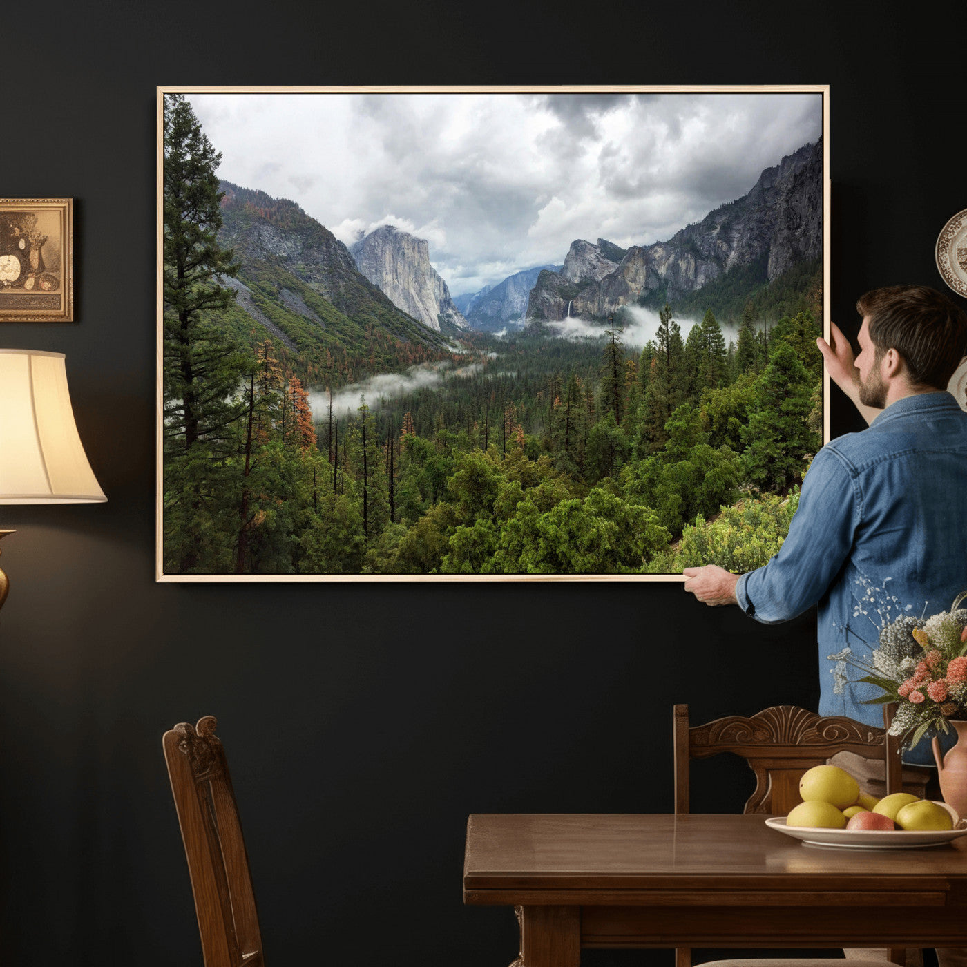 46168759-MGV-CV-36X24 - Yosemite Valley Wall Art Canvas Print, El Capitan Mountain Landscape Nature Wall Decor