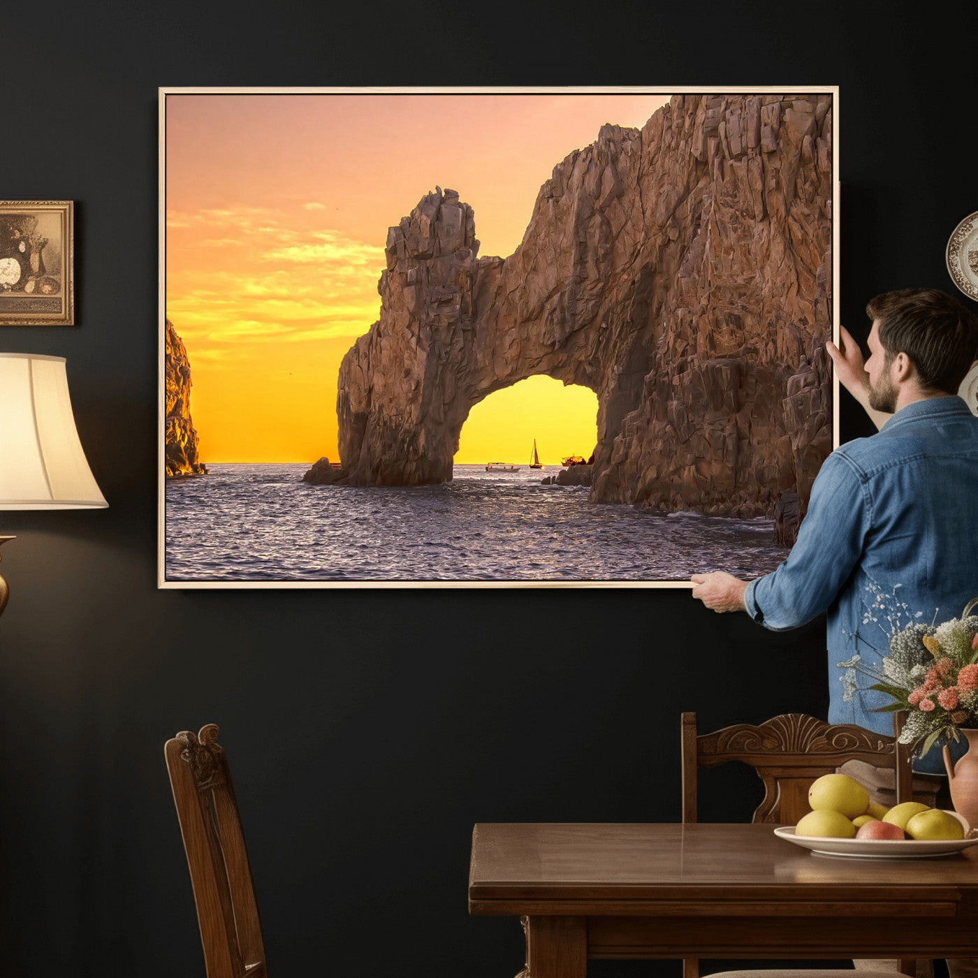 66414515-MGV-CV-36X24 - El Arco Cabo San Lucas Ocean Arch Wall Art Canvas Print, Baja California Rock Arch Seascape Canvas Print, Mexico Coastal Landmark Scenic Art Printing