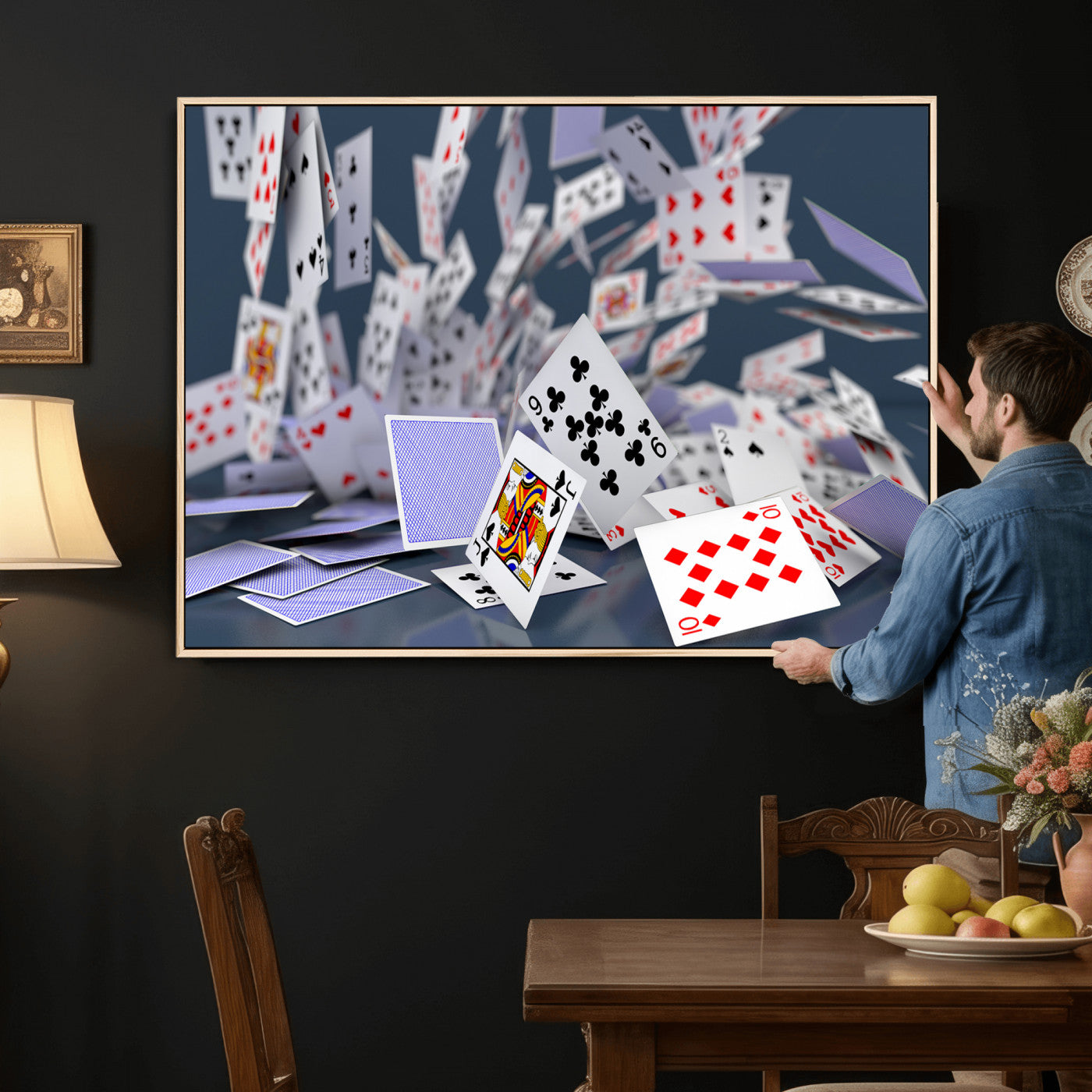66392185-MGV-CV-36X24 - Playing Cards Canvas Wall Art | Casino Game Room Decor, Poker Decor Art