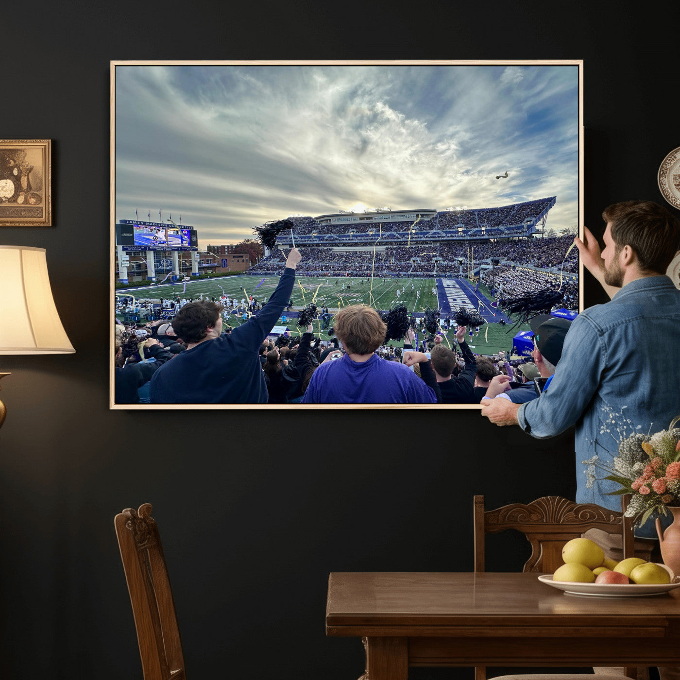 400867JMU-MGV-CV-36X24 - JMU Stadium Wall Art Canvas Print for Game Room Decor - James Madison University Stadium