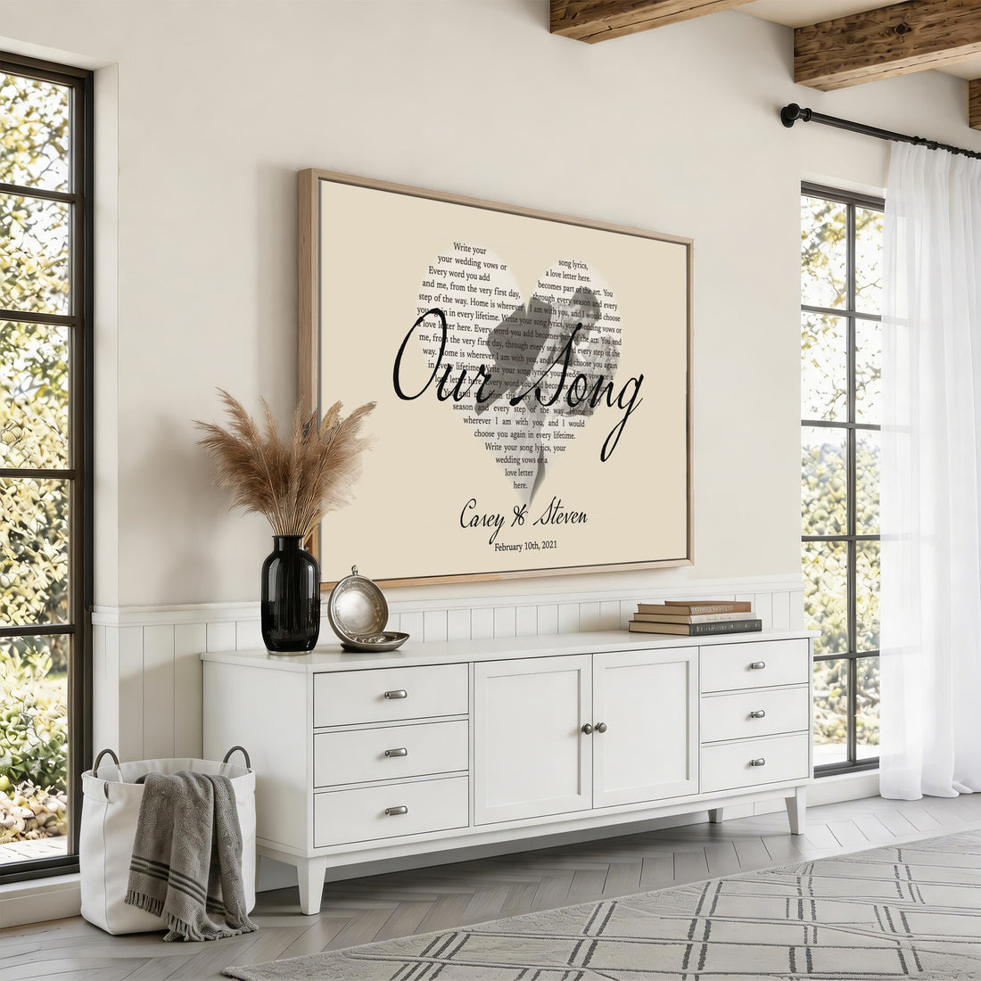 Lyrics Heart Canvas Print, Personalized Song Lyrics and Photo Wall Art
