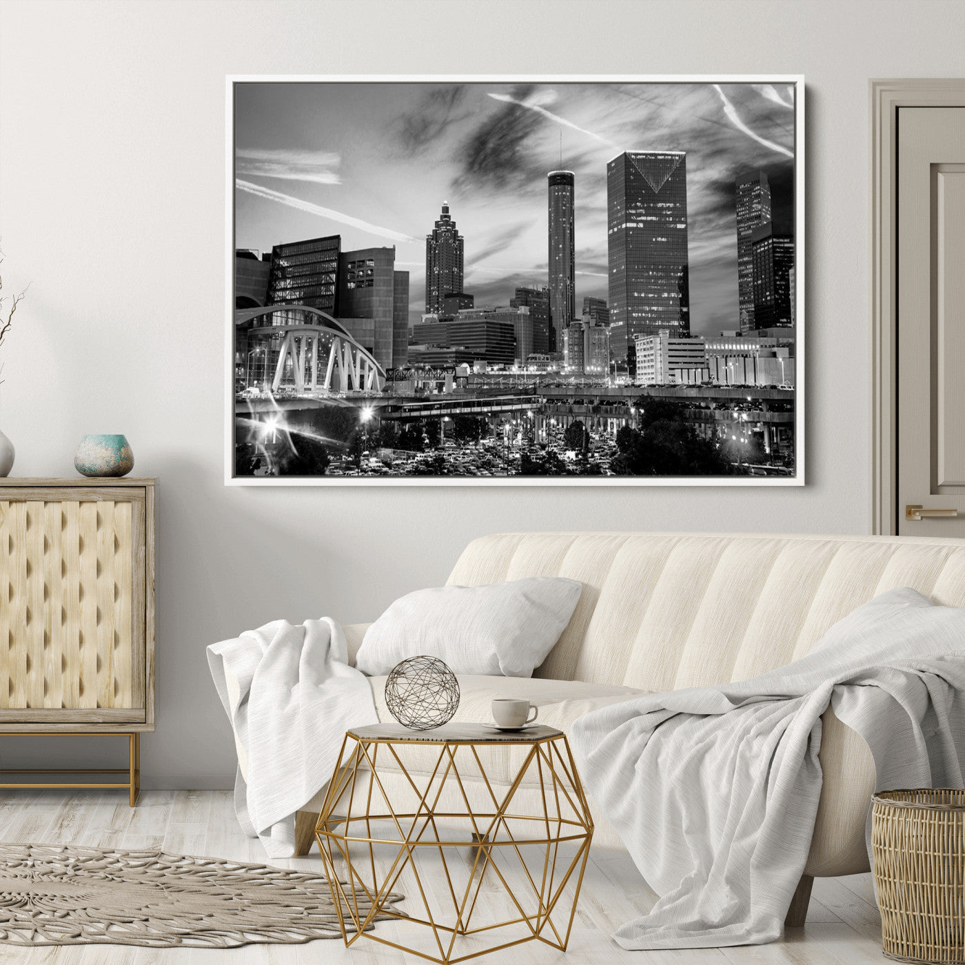 -Black and White Atlanta Wall Art Canvas Print