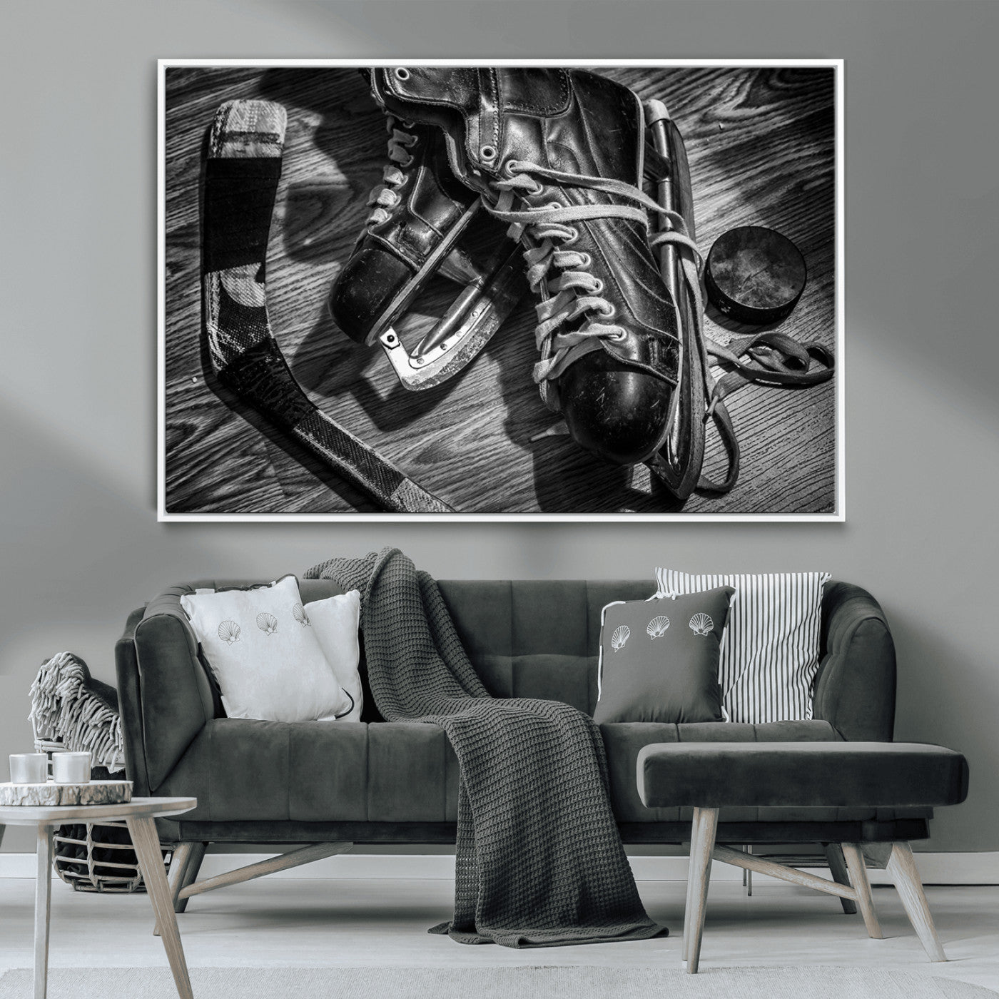 20553-MGV-CV-36X24-Old Pair of Mens Skates Wall Art Canvas, Men Skates Wall Art Print