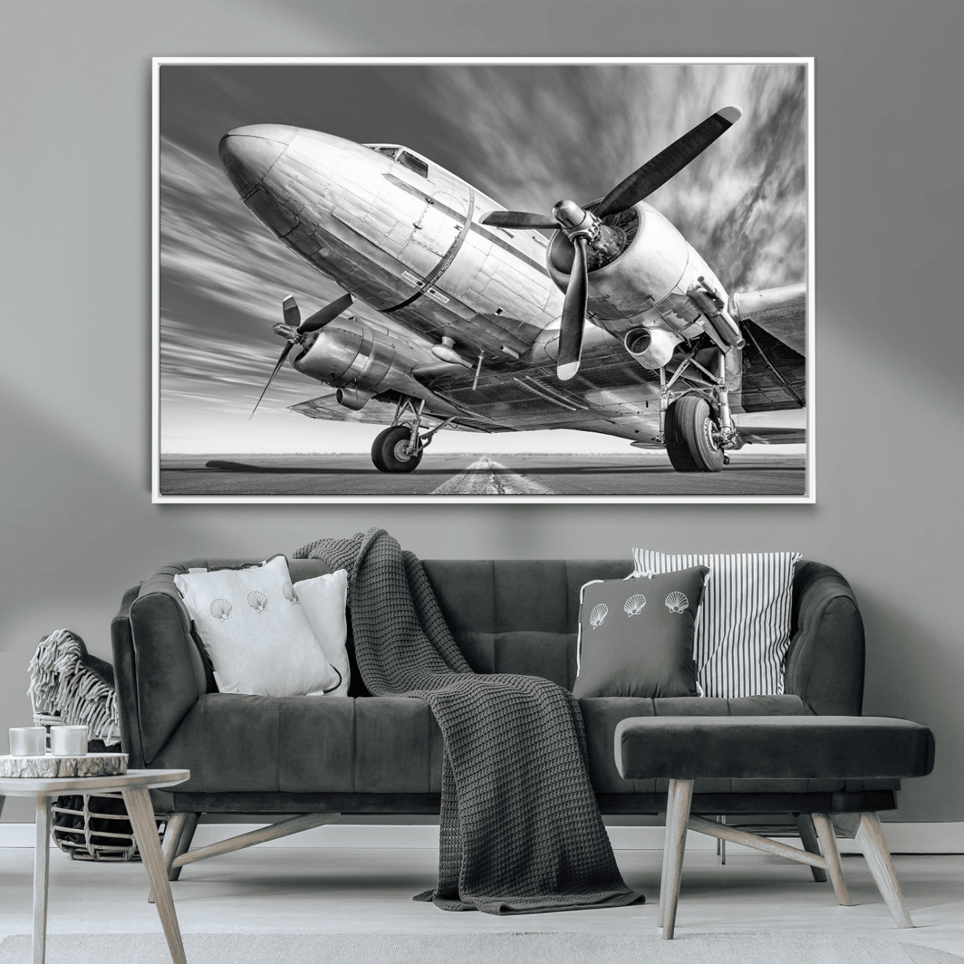 82744-MGV-CV-36X24-Vintage Airplane on Runway Canvas Print