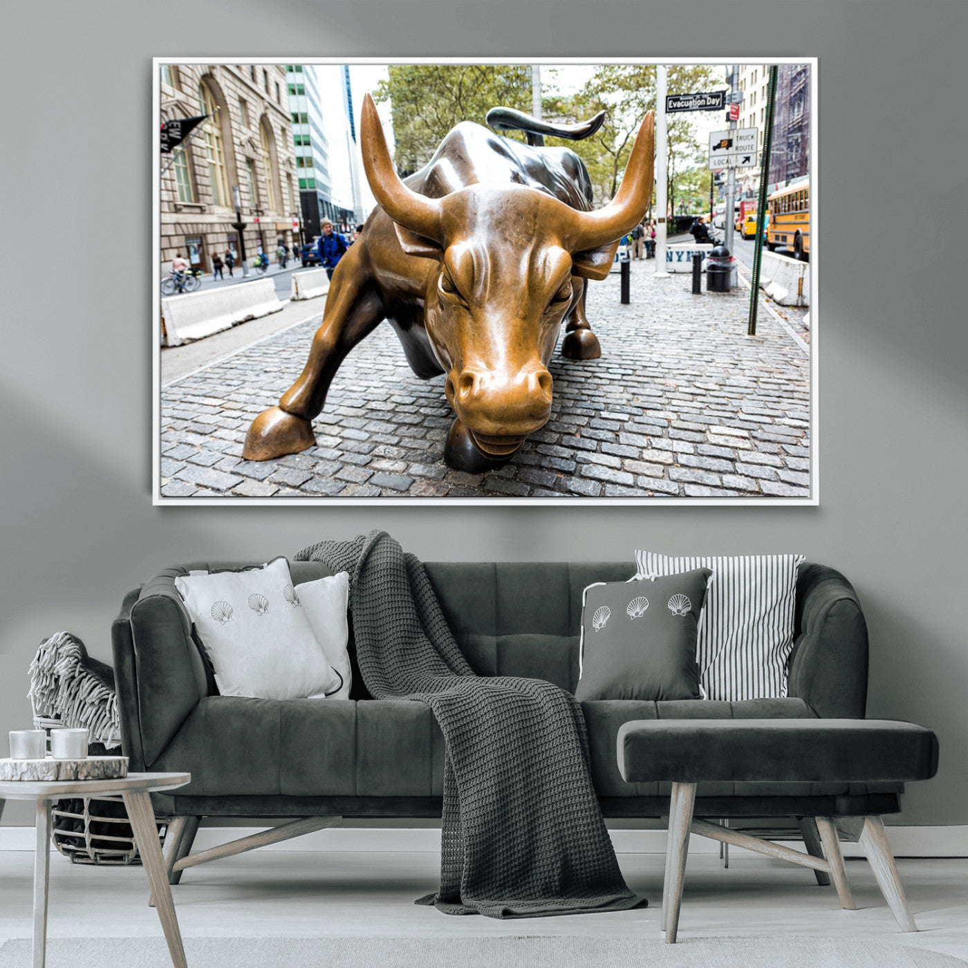-Charging Bull Wall Art Canvas Print