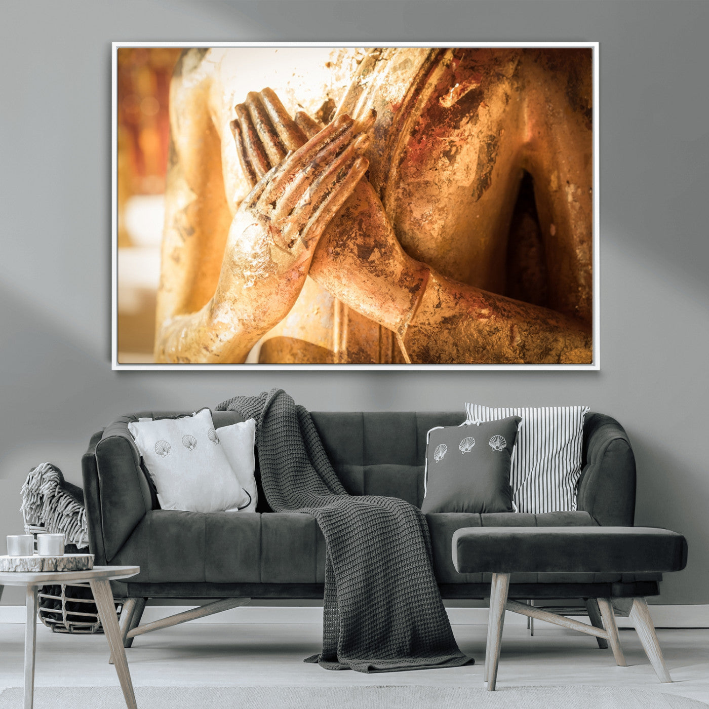 -Buddha Statue Hands Wall Art Canvas Print