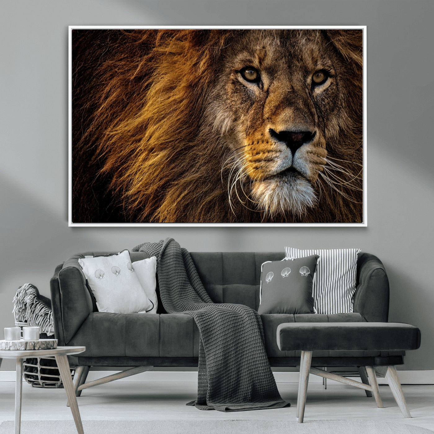 -Mighty Lion Wall Art Canvas Print – Majestic Animal Portrait Artwork for Home, Office, Living Room, Guest Room
