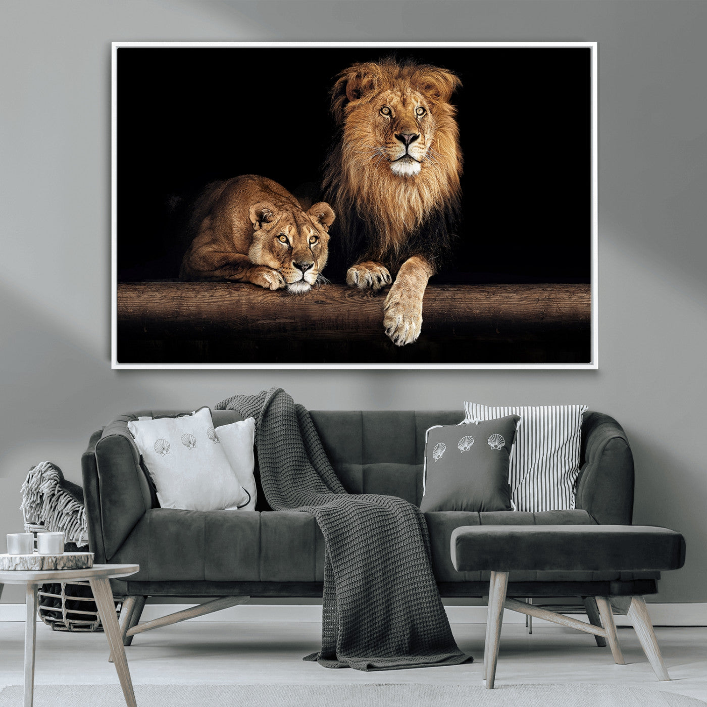 -Lion Canvas Wall Art – Majestic Animal Print Artwork for Home, Office, Living Room, Guest Room, Farmhouse