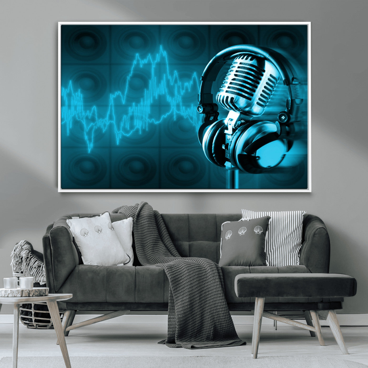 -Music and Microphone Wall Art Canvas Print