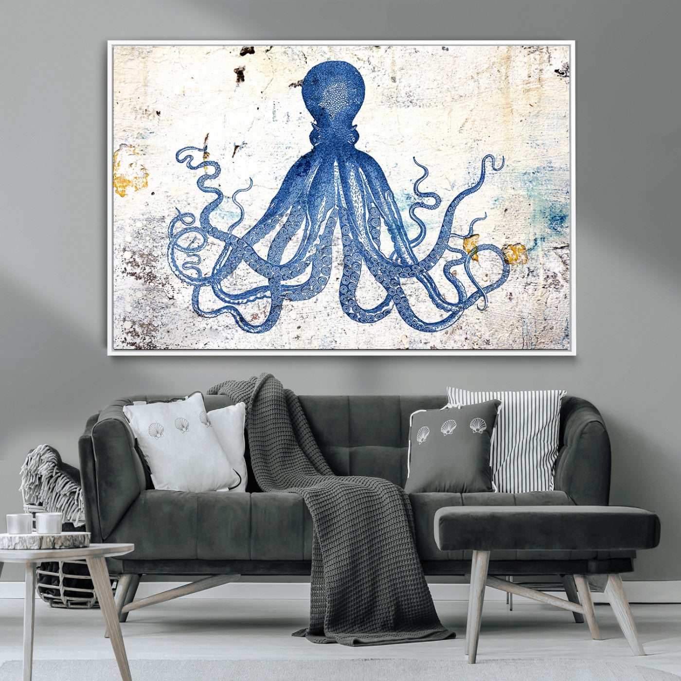 38211-MGV-CV-36X24-Octopus Canvas Wall Art | Coastal Marine Life Artwork for Living Room, Bedroom, or Office |