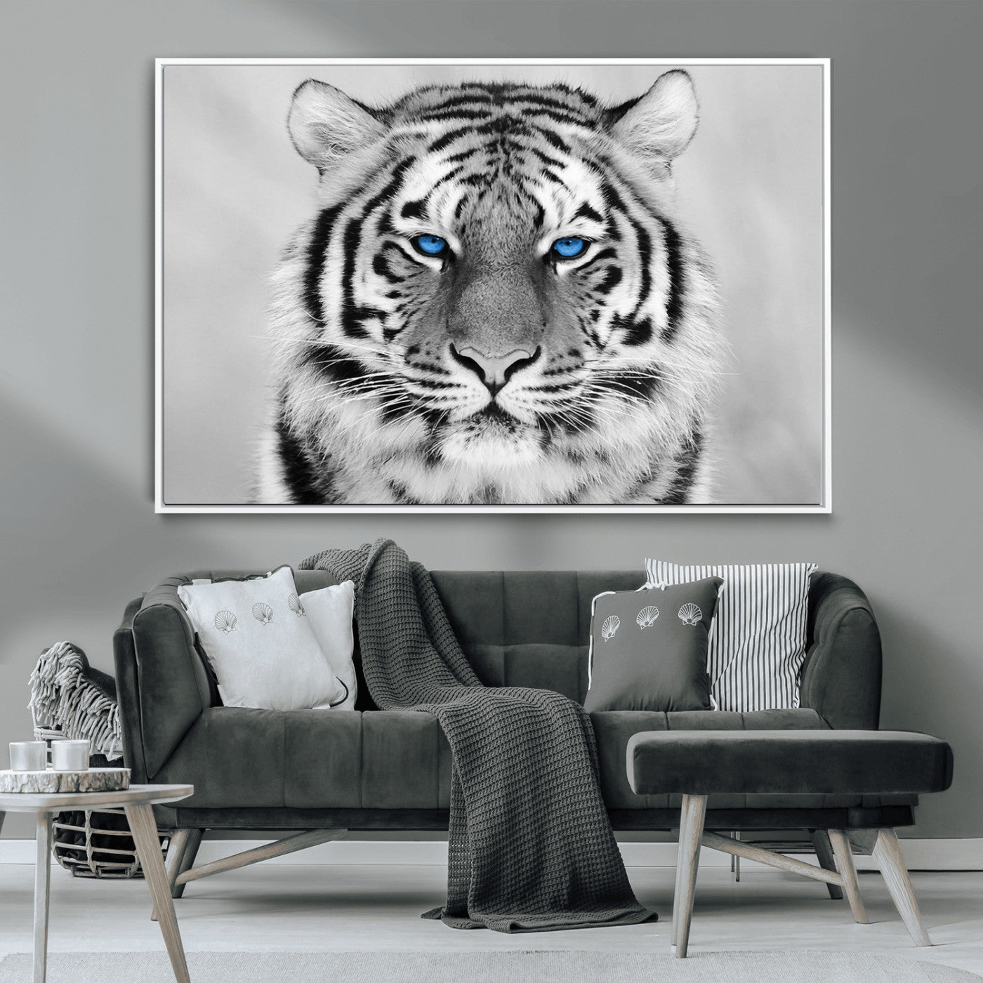 -Black and White Tiger Wall Art Animal Canvas Print