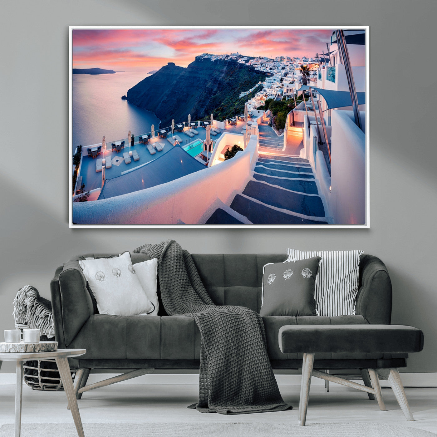 -Santorini Island Wall Art Canvas Print
