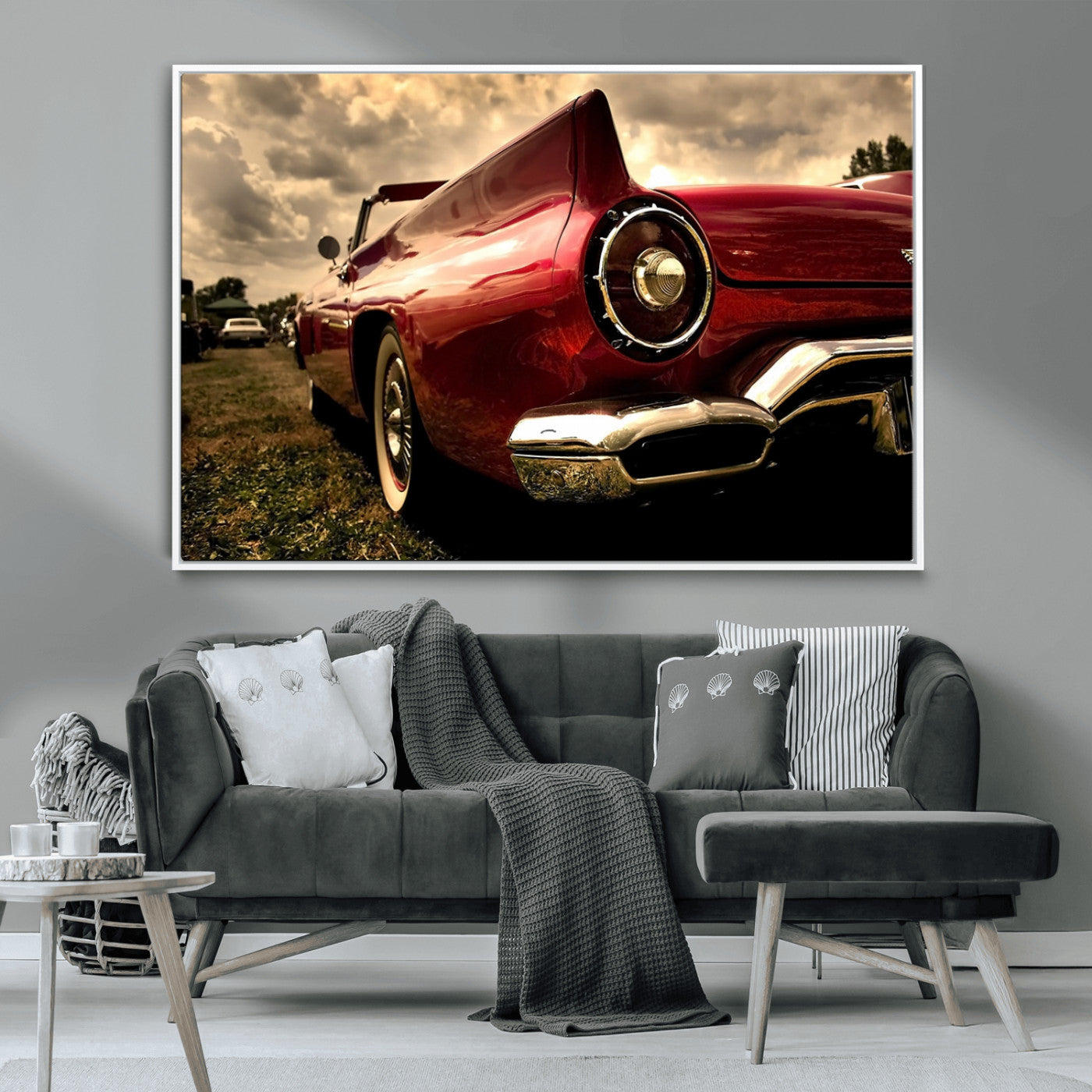 -Red Classic Car Wall Art Canvas Print