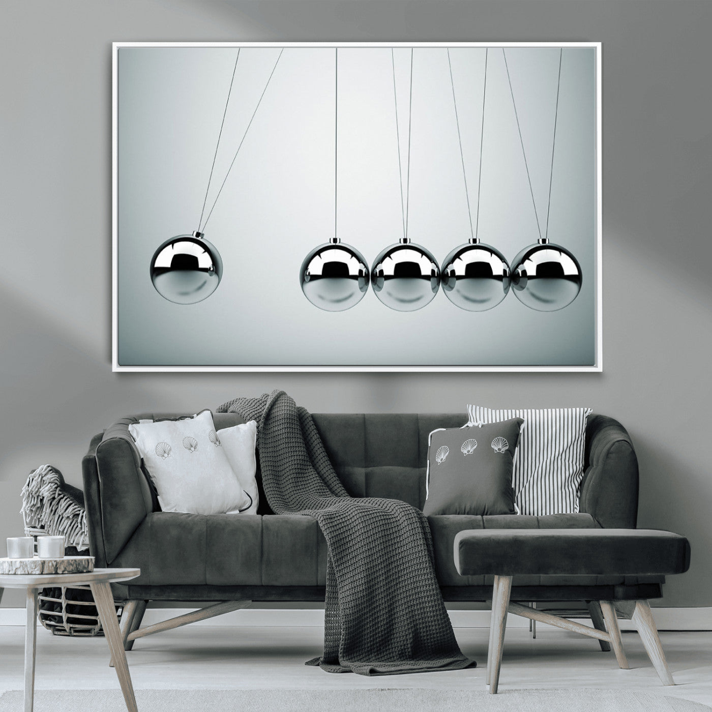 -Newton's Cradle Wall Art Canvas Print, Framed Newton Cradle Wall Art