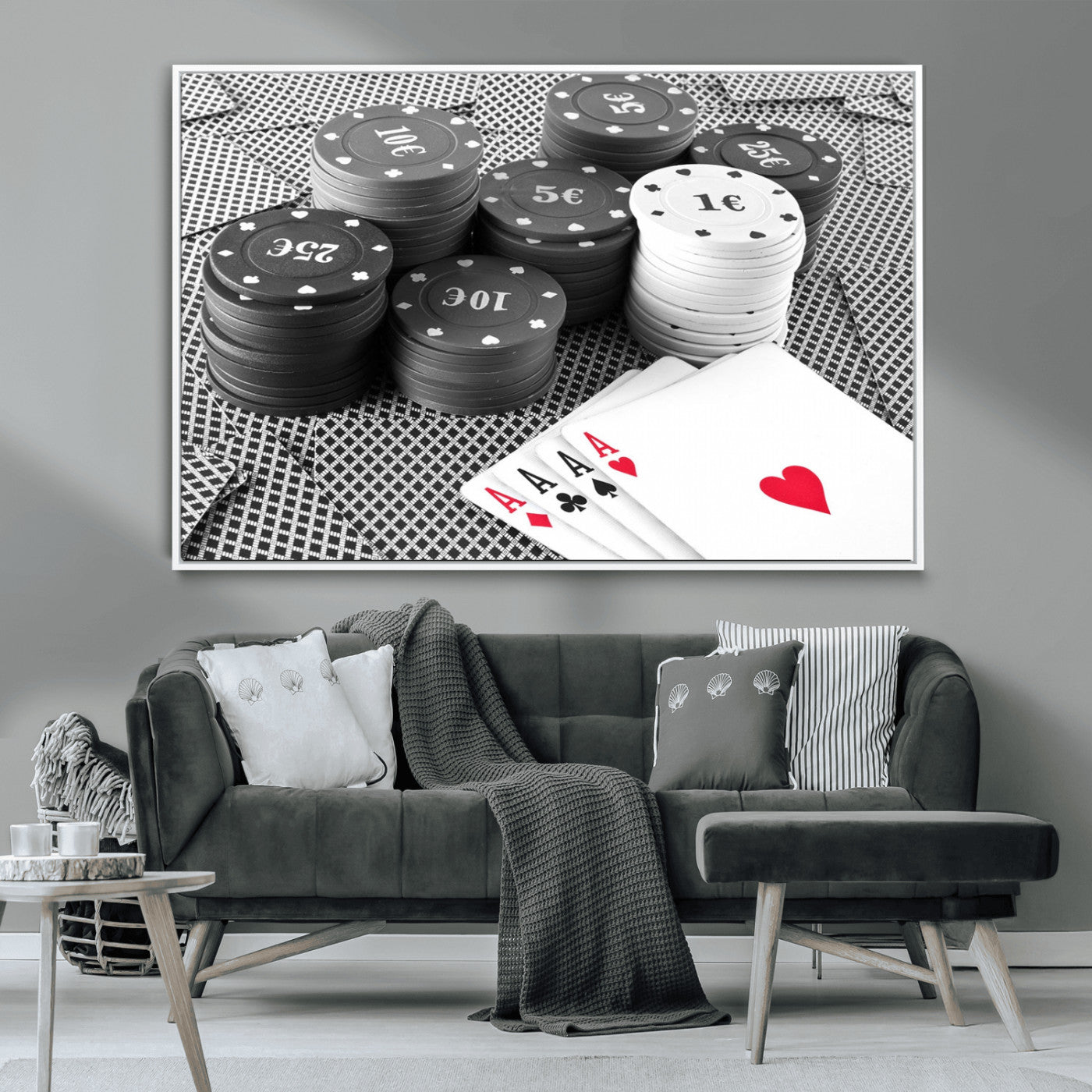 -Poker Game Cards Wall Art Canvas, Multi Panel Wall Art Canvas Print