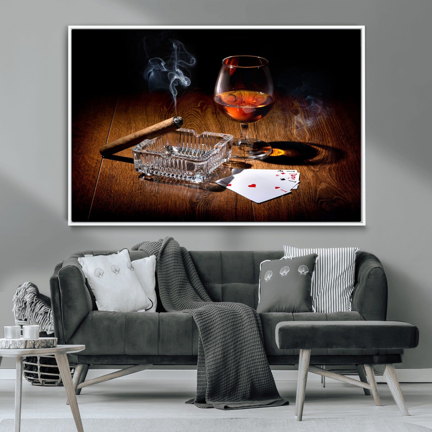 -Whiskey Cigar Wall Art Canvas Print Kitchen Wall