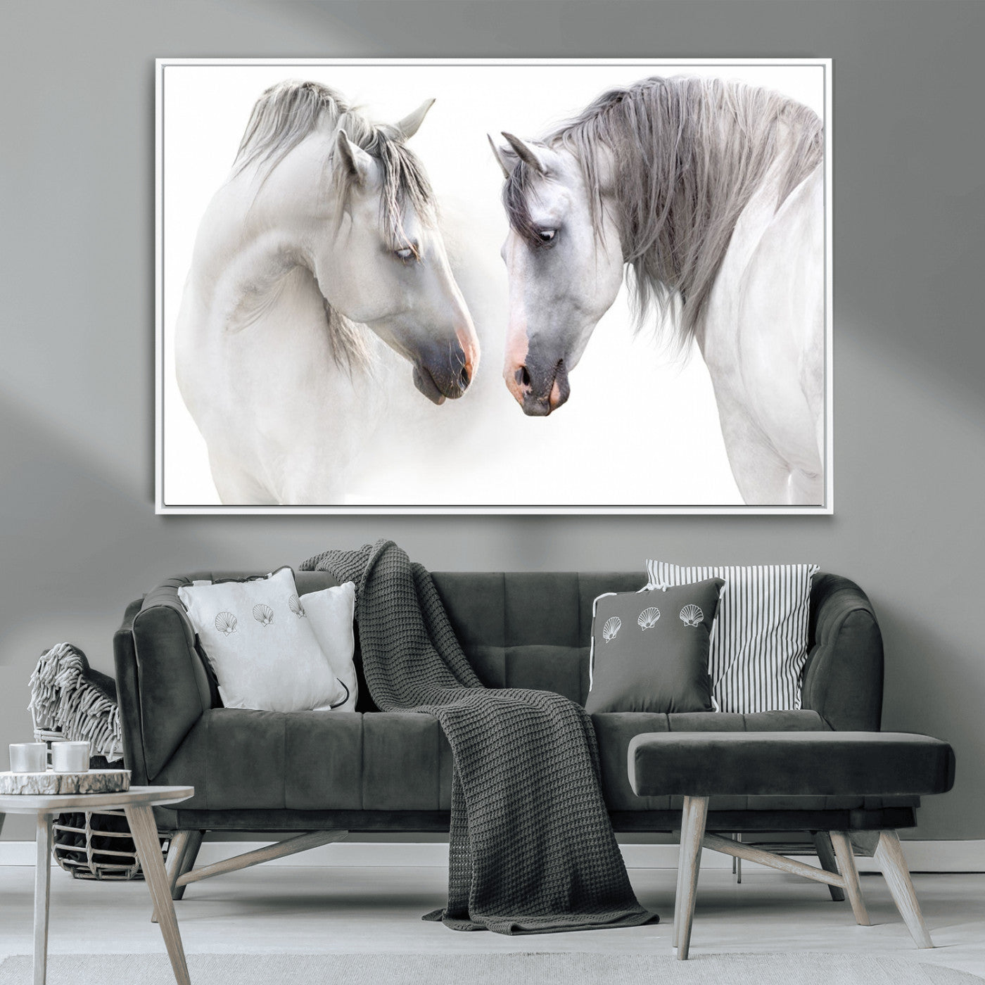 -White Horse Wall Art Animal Canvas Print
