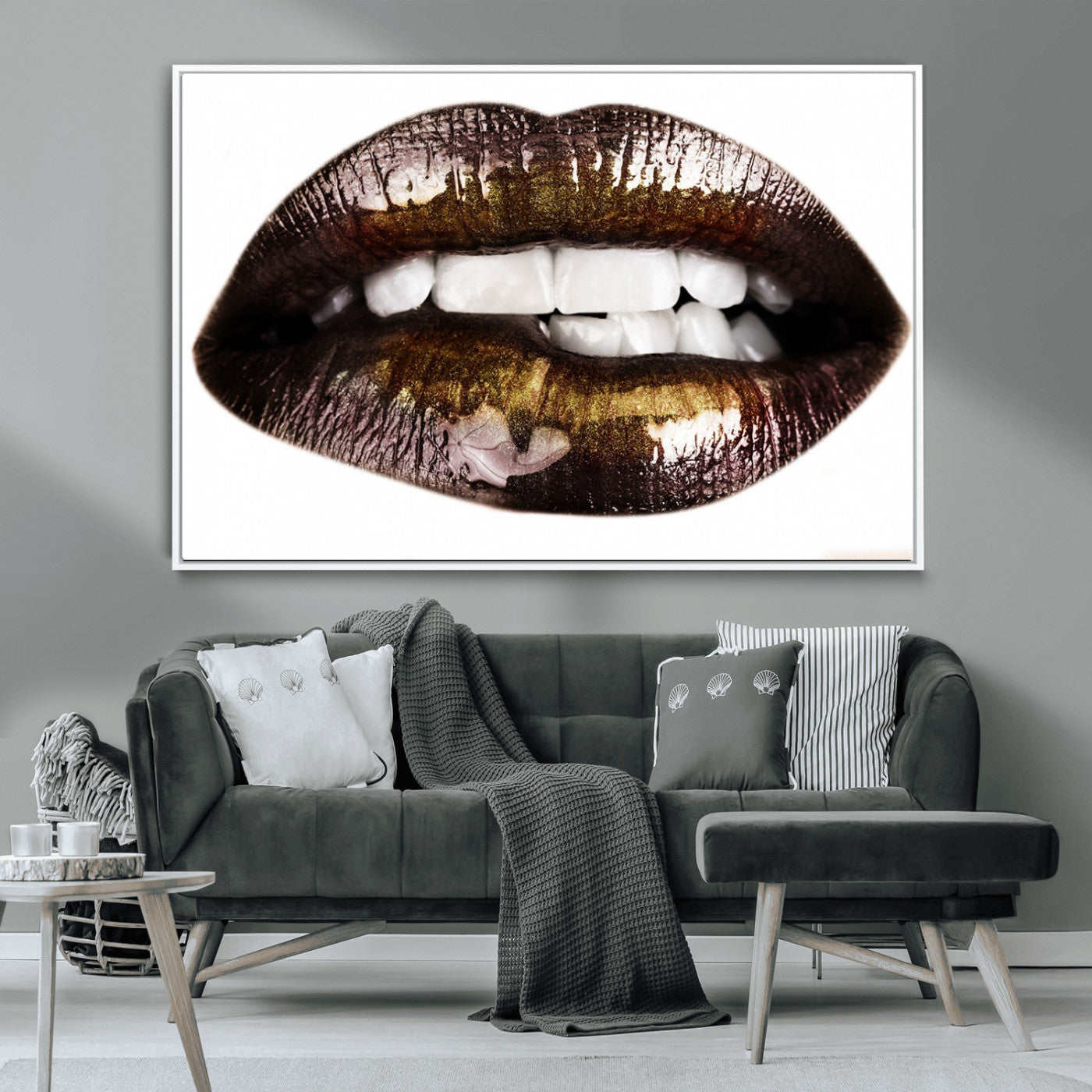 -Close Up Lips Wall Art Canvas Print