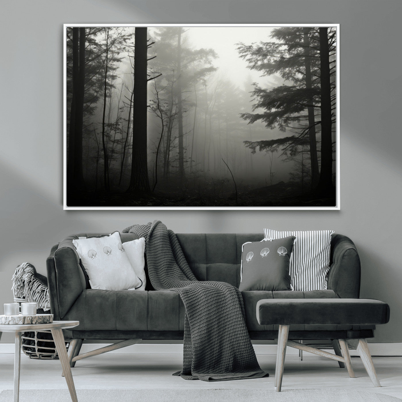 -Misty Forest Wall Art Premium Canvas Print a Foggy and Serene Atmosphere - Nature Wall Art
