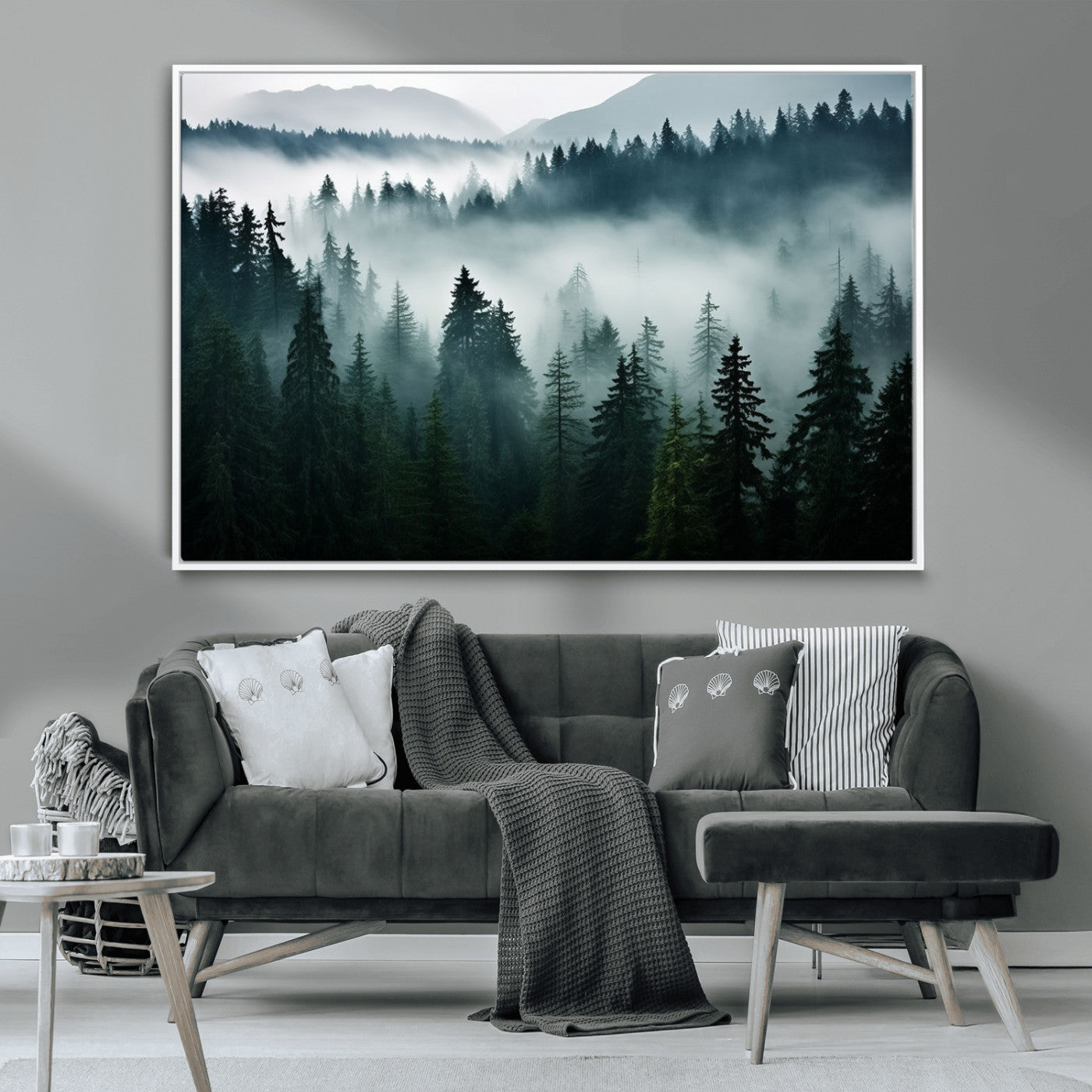 -Captivating Misty Forest Wall Art Canvas, Premium Canvas Print a Foggy and Serene Atmosphere