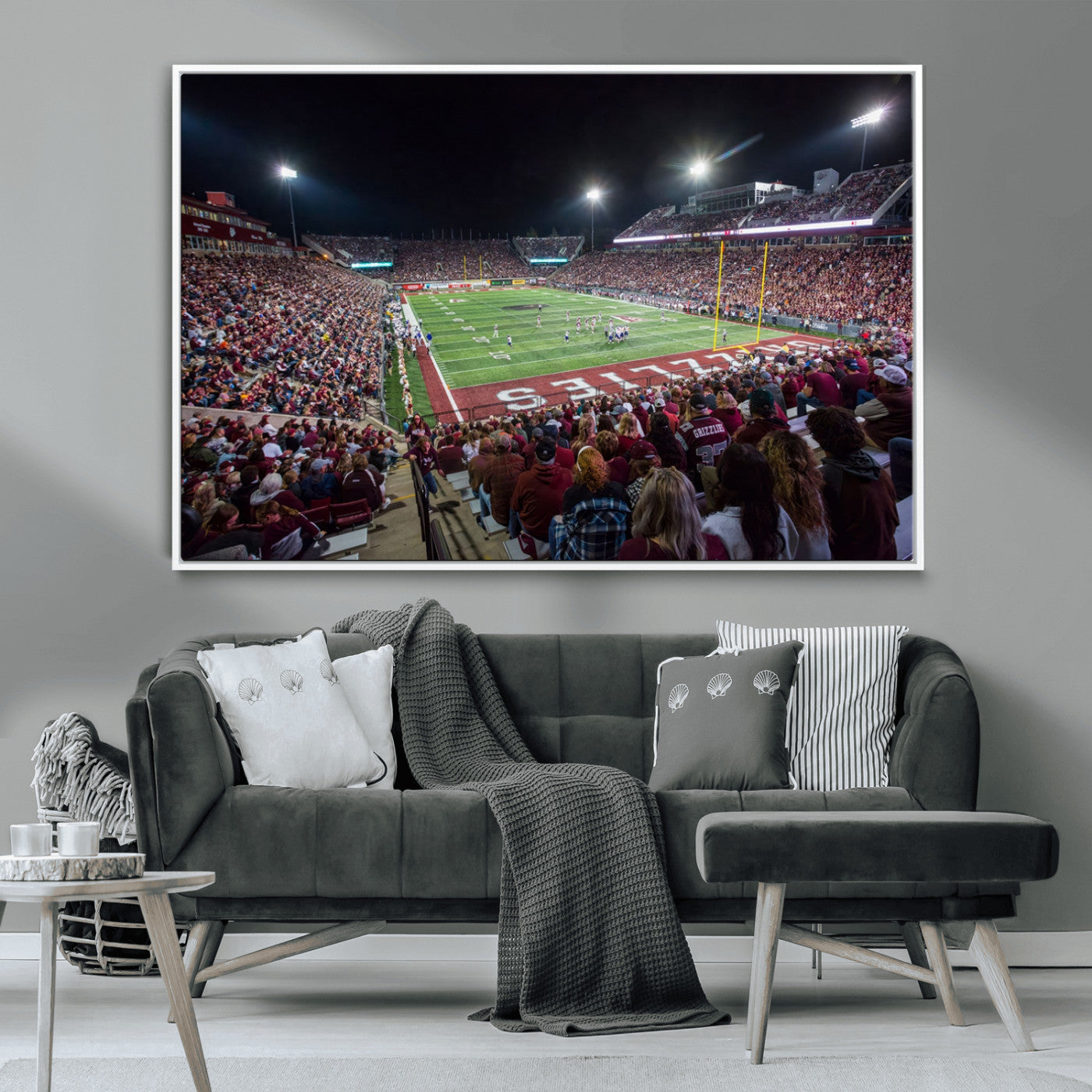 -American Football Wall Art Canvas Print Framed Stadium Sport Wall Art Print Iconic Game Day Decor for Home, Office
