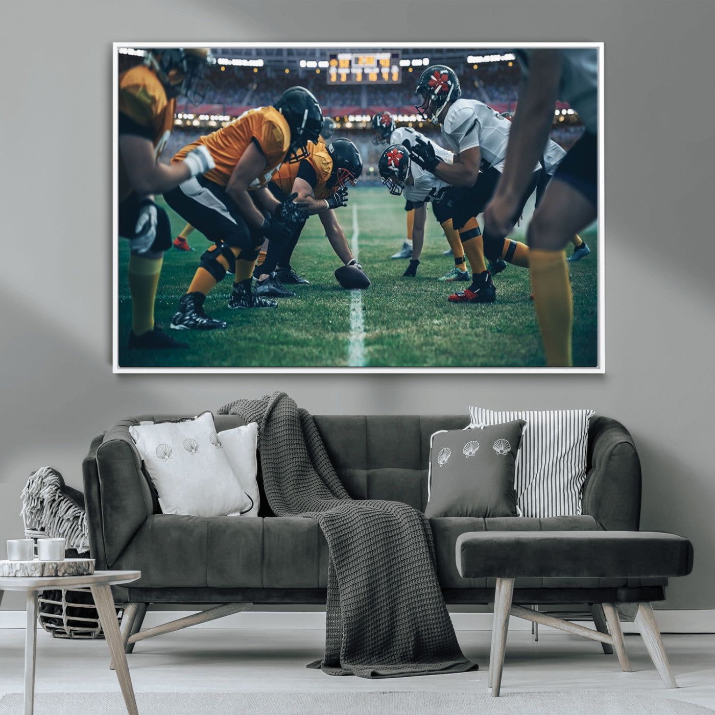 -American Football Playing Wall Art Canvas Print