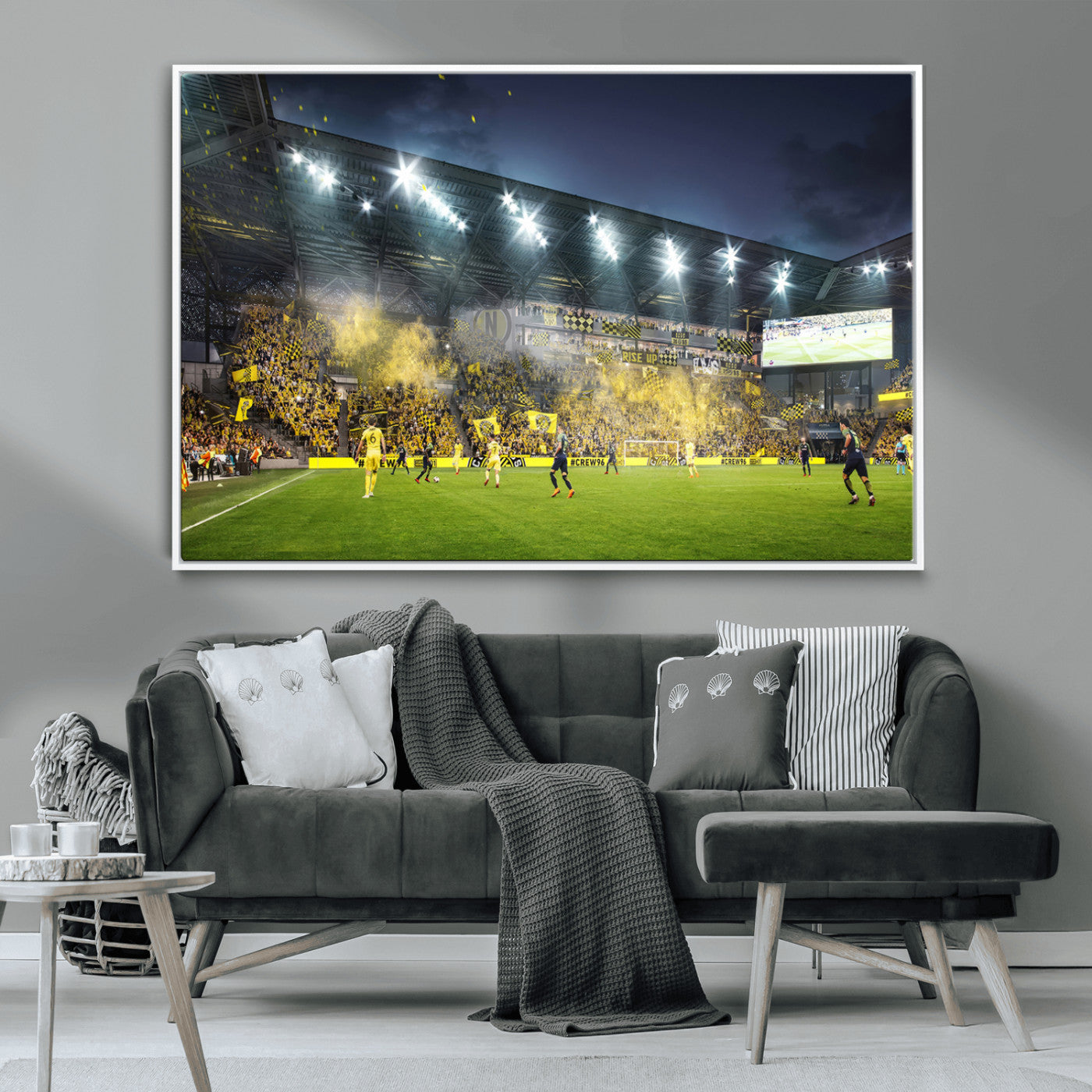 65820-MGV-CV-36X24-Columbus Crew Stadium Match Triple Canvas Wall Art - Dynamic MLS Game Scene Canvas Wall Art