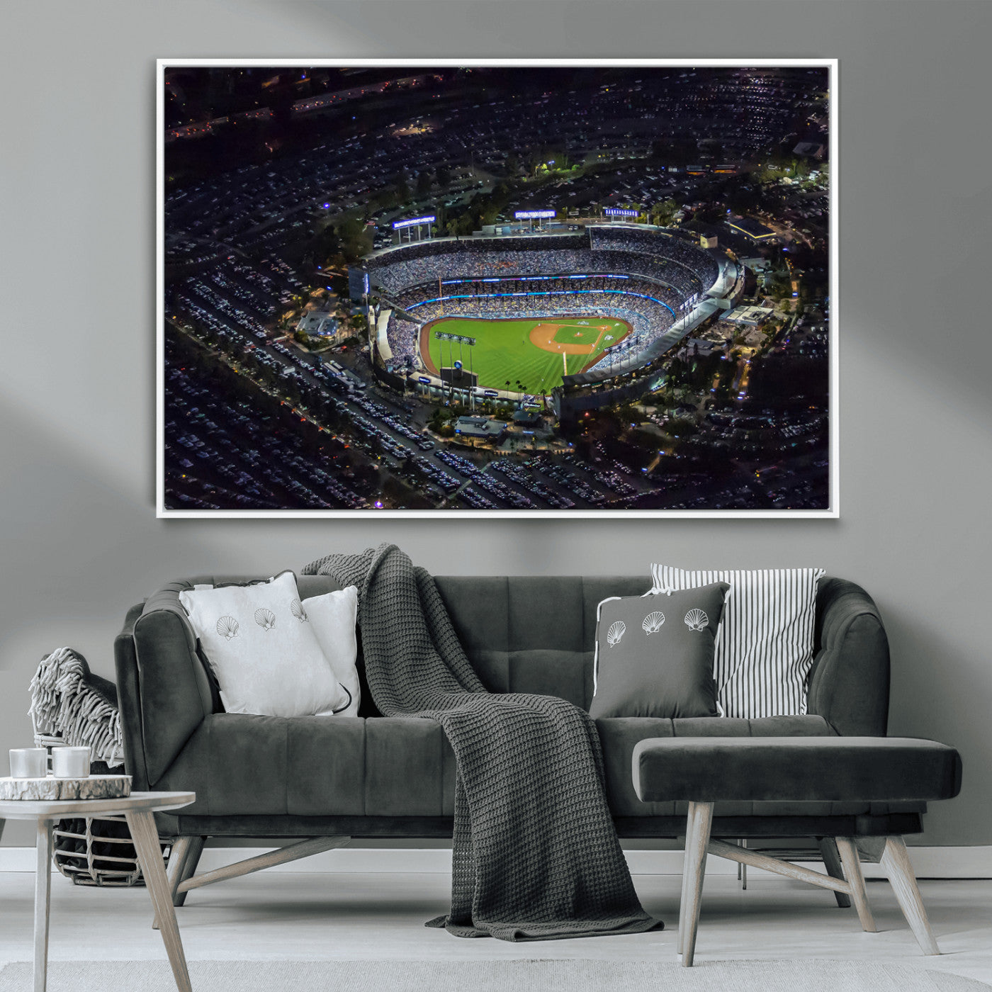 20932-MGV-FC-36X24_White-Los Angeles Dodgers Dodger Stadium Wall Art Canvas Print - MLB Baseball Stadium