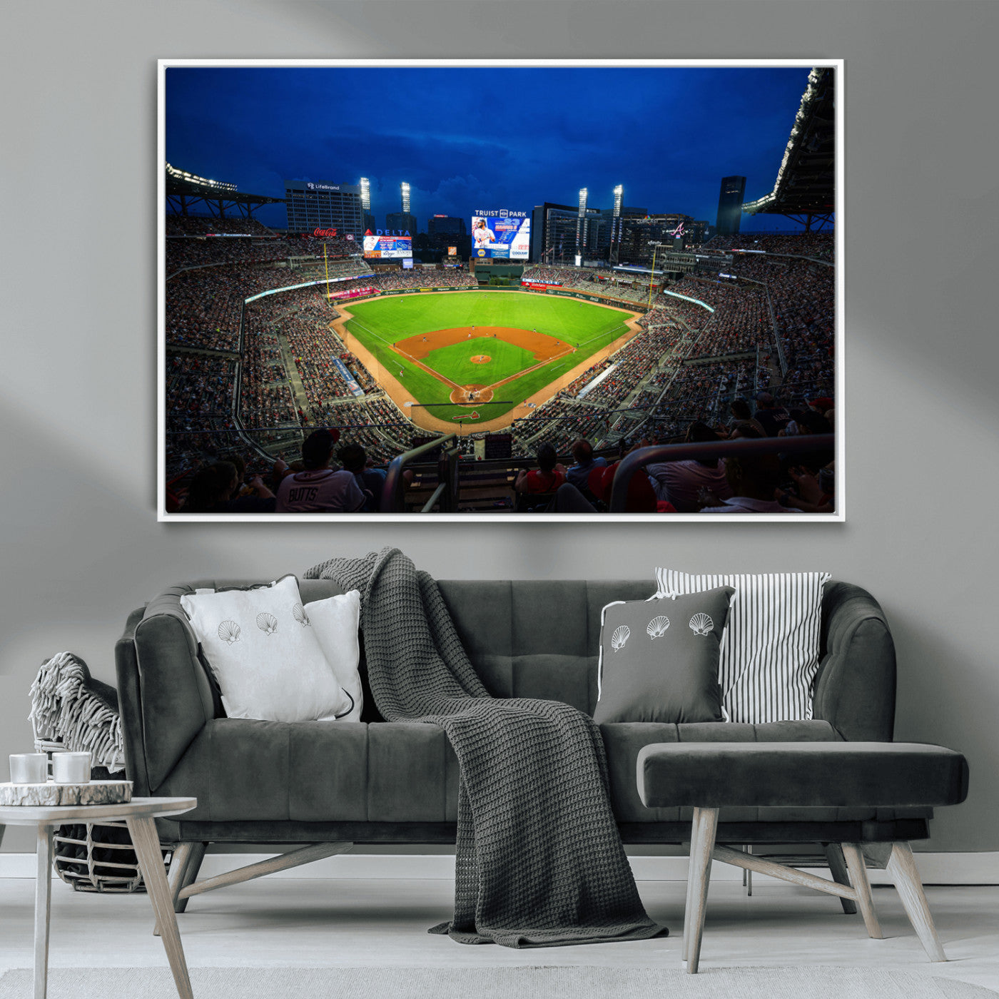 88590-MGV-CV-36X24-Truist Park Night Game Canvas Art - Atlanta Braves Stadium Wall Art Canvas