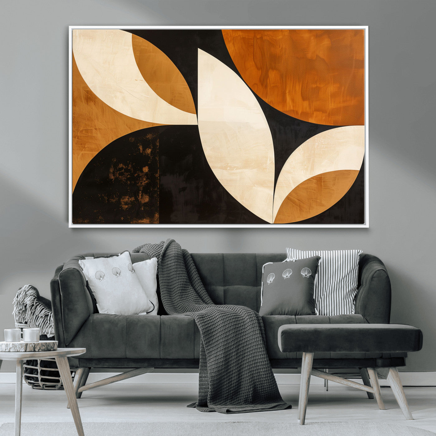 21251-MGV-CV-36X24-Geometric Abstract Wall Art Canvas Print, Mid Century Modern Wall Art Print