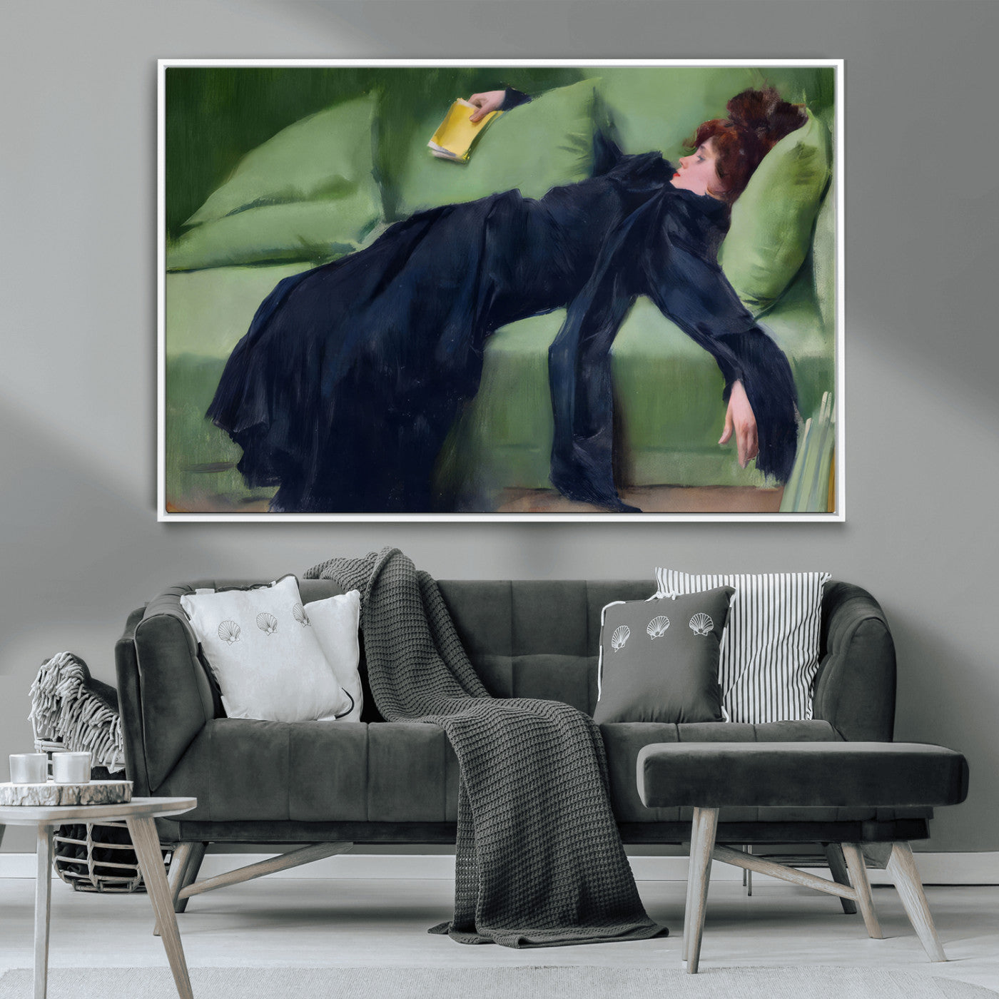 17725-MGV-CV-36X24-Decadent Girl by Ramon Casas Wall Art Canvas Print, Framed Decadent Girl Canvas Print