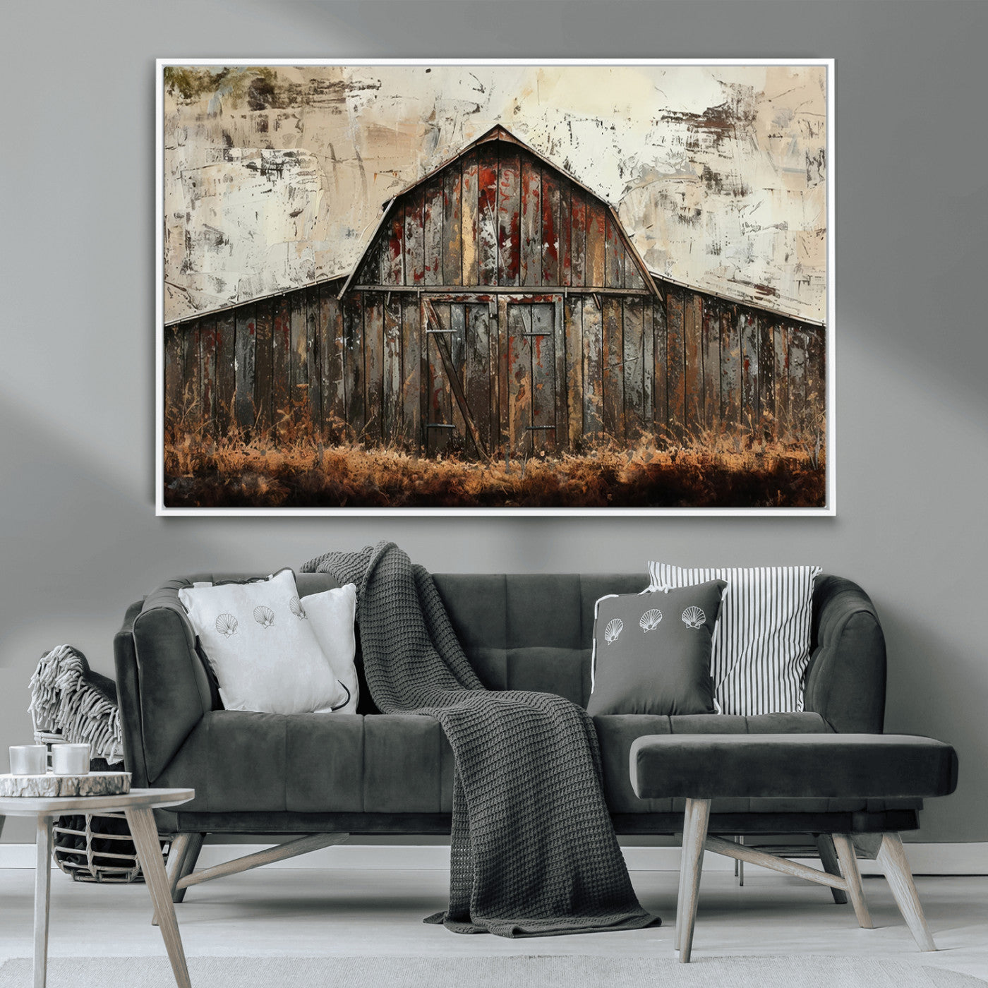 -Rustic Barn Wall Art | Farmhouse Wall Decor Canvas Print | Ready to Hang Barn Decor for Cabin or