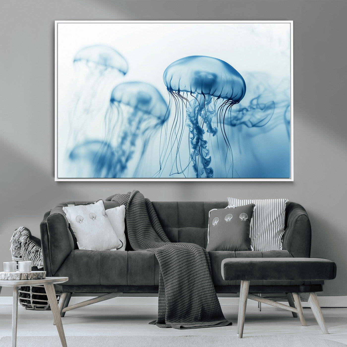 -Blue Jellyfish Wall Art Canvas Print