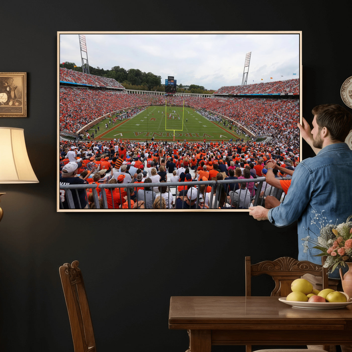 63606-MGV-CV-36X24 - Virginia Cavaliers Football Team Print - Charlottesville Scott Stadium Print Wall Art Canvas