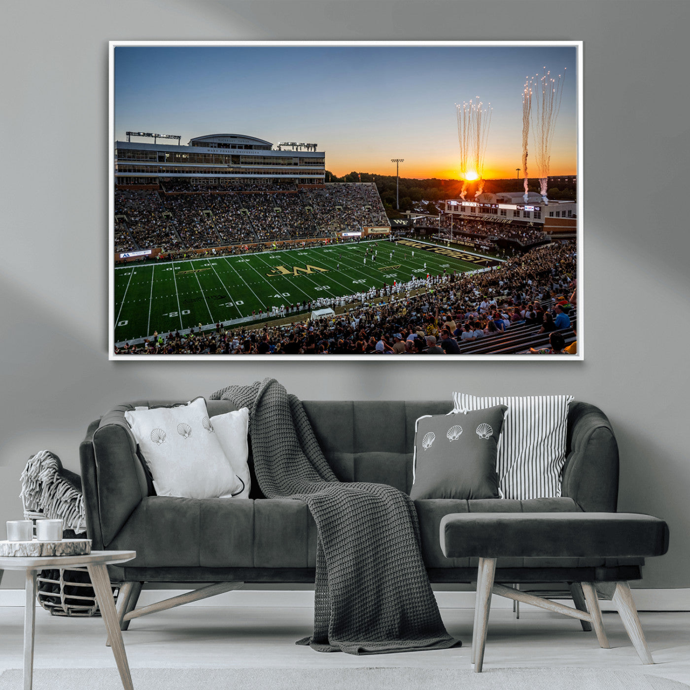 29253-MGV-CV-36X24-Demon Deacons Football Team Print Canvas- Winston-Salem Allegacy Federal Credit Union Stadium Wall