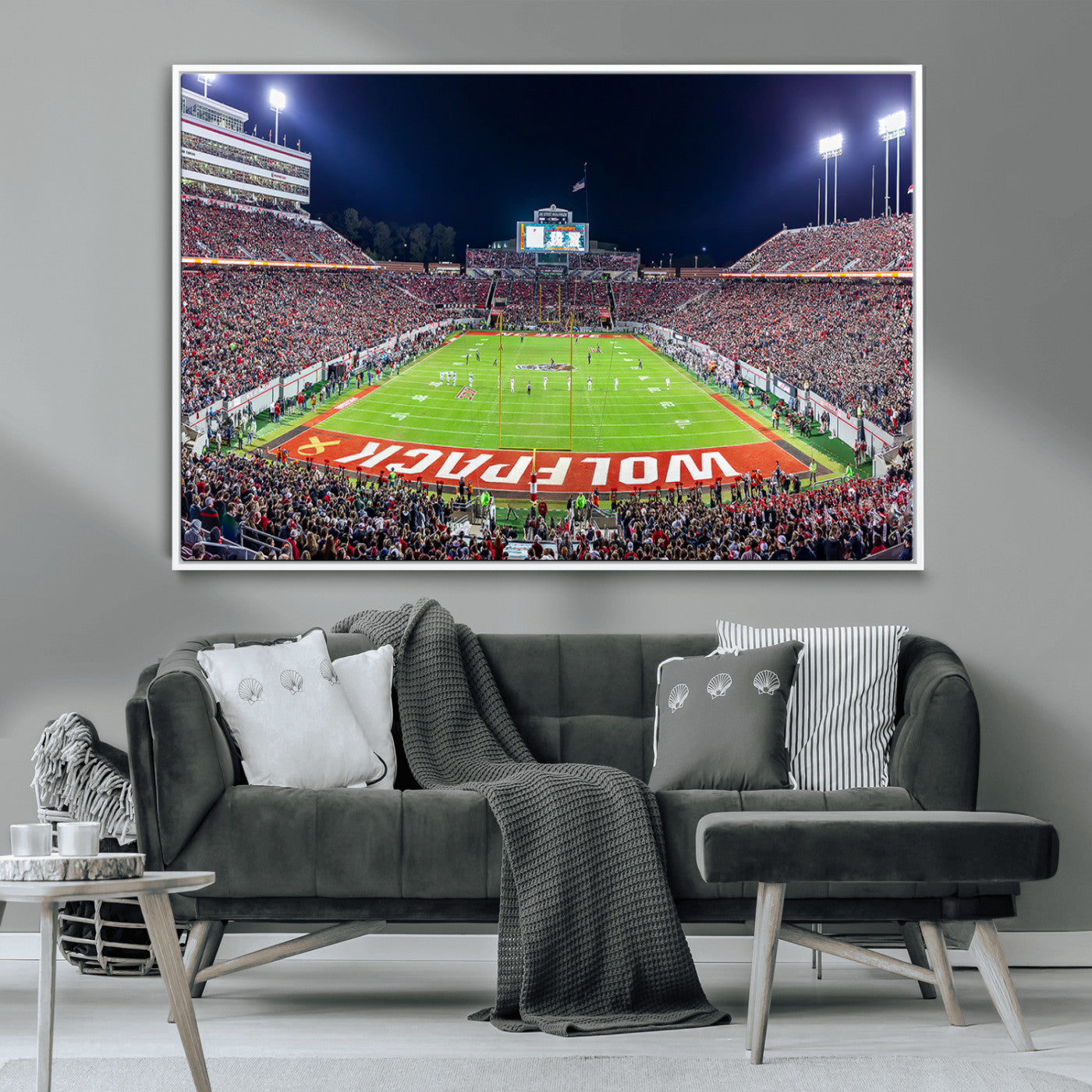 80943-MGV-CV-36X24-Wolfpack Football Team Print - Raleigh Carter-Finley Stadium Wall Art Canvas Print
