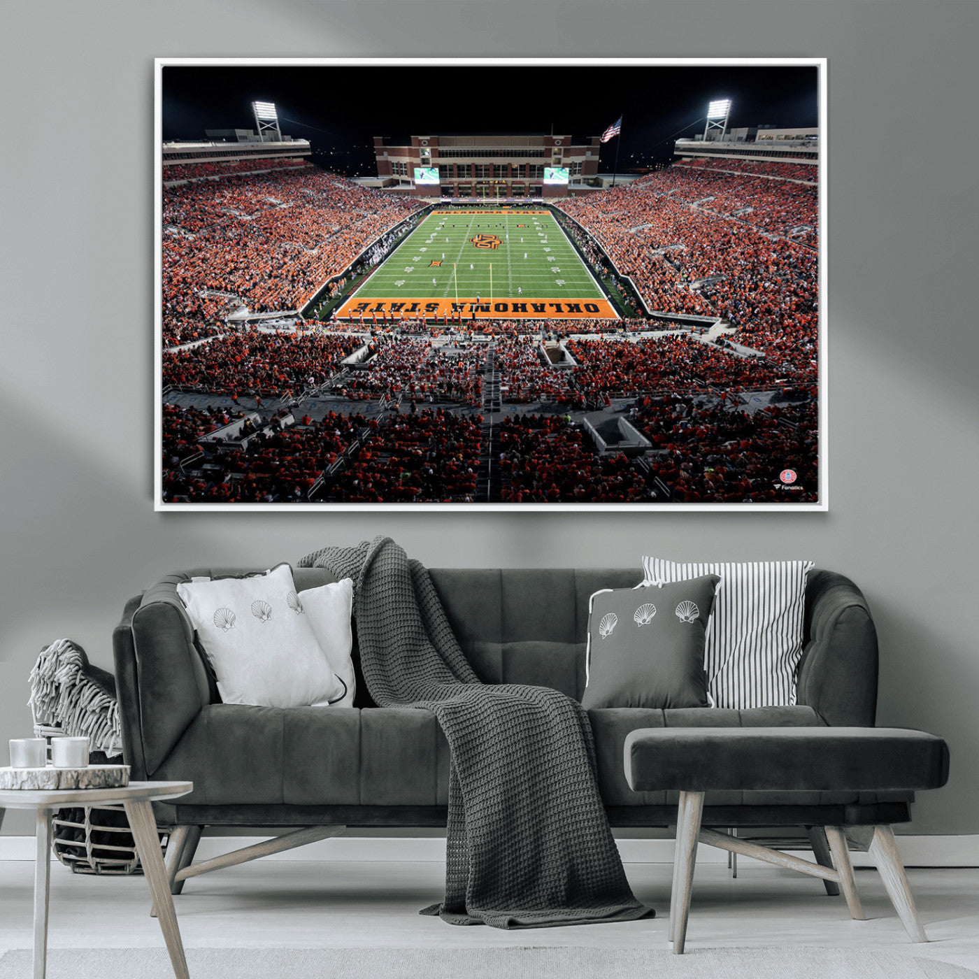 81675-MGV-CV-36X24-Boone Pickens Stadium Wall Art Oklahoma State Cowboys Print Framed Sports Canvas Art for Home, Office, Living Room